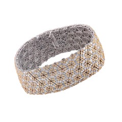 Studio Rêves Rounds and Baguettes Broad Tennis Bracelet in 18 Karat Gold