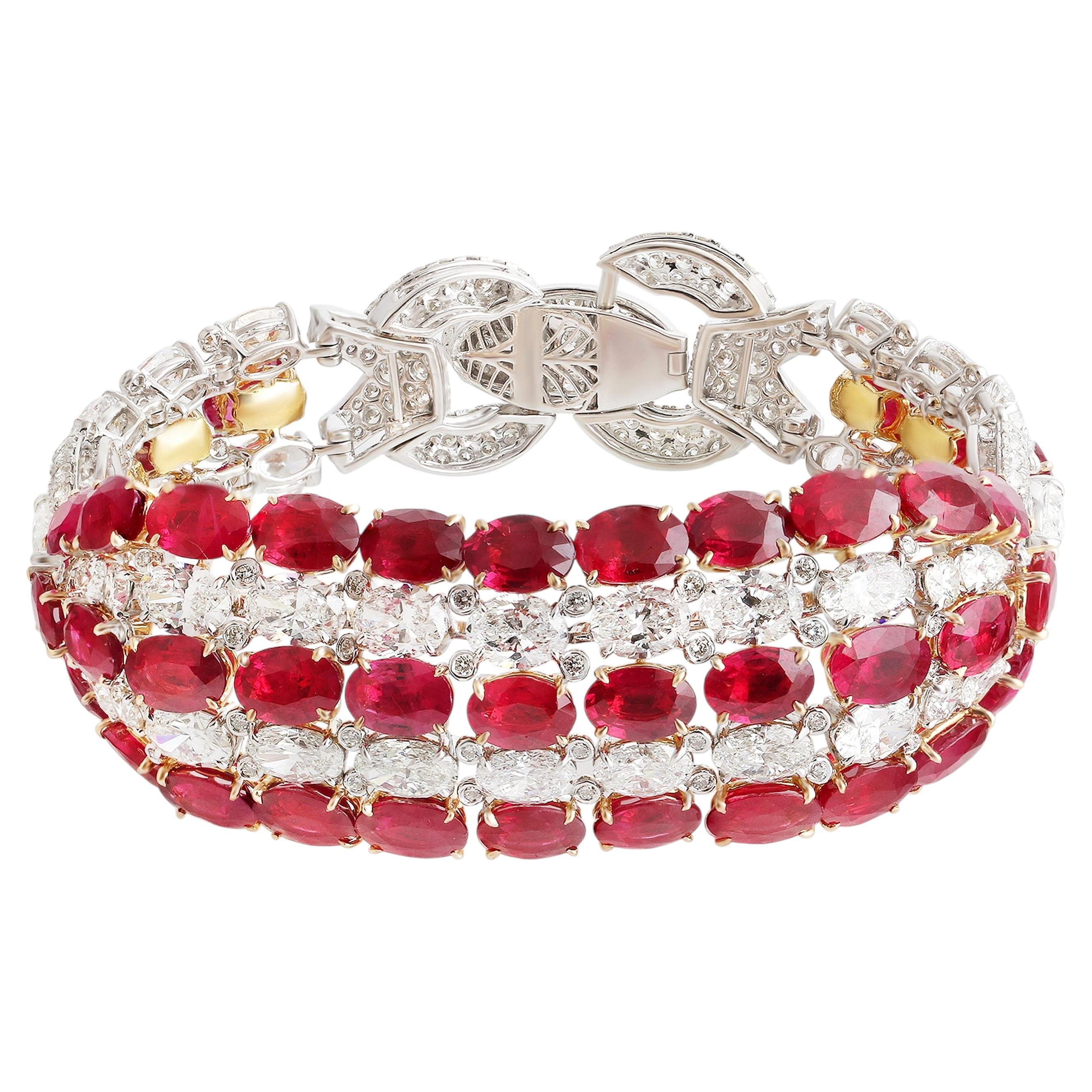 Studio Rêves Rubis Impériale Tennis Bracelet in Ruby and Diamonds in 18K Gold