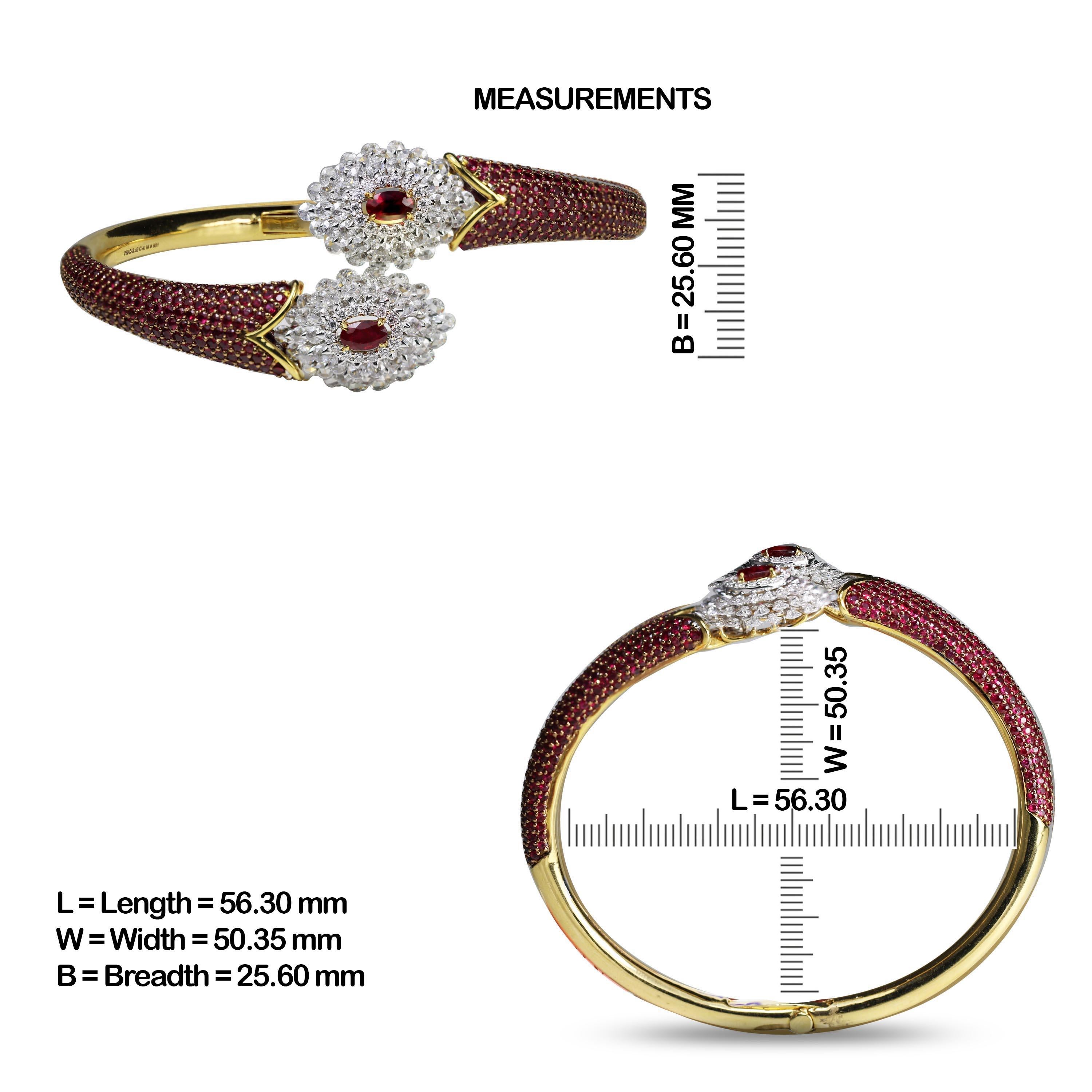 Studio Rêves Ruby and Rose Cut Diamond Modern Bracelet in 18 Karat Gold In New Condition For Sale In Mumbai, Maharashtra