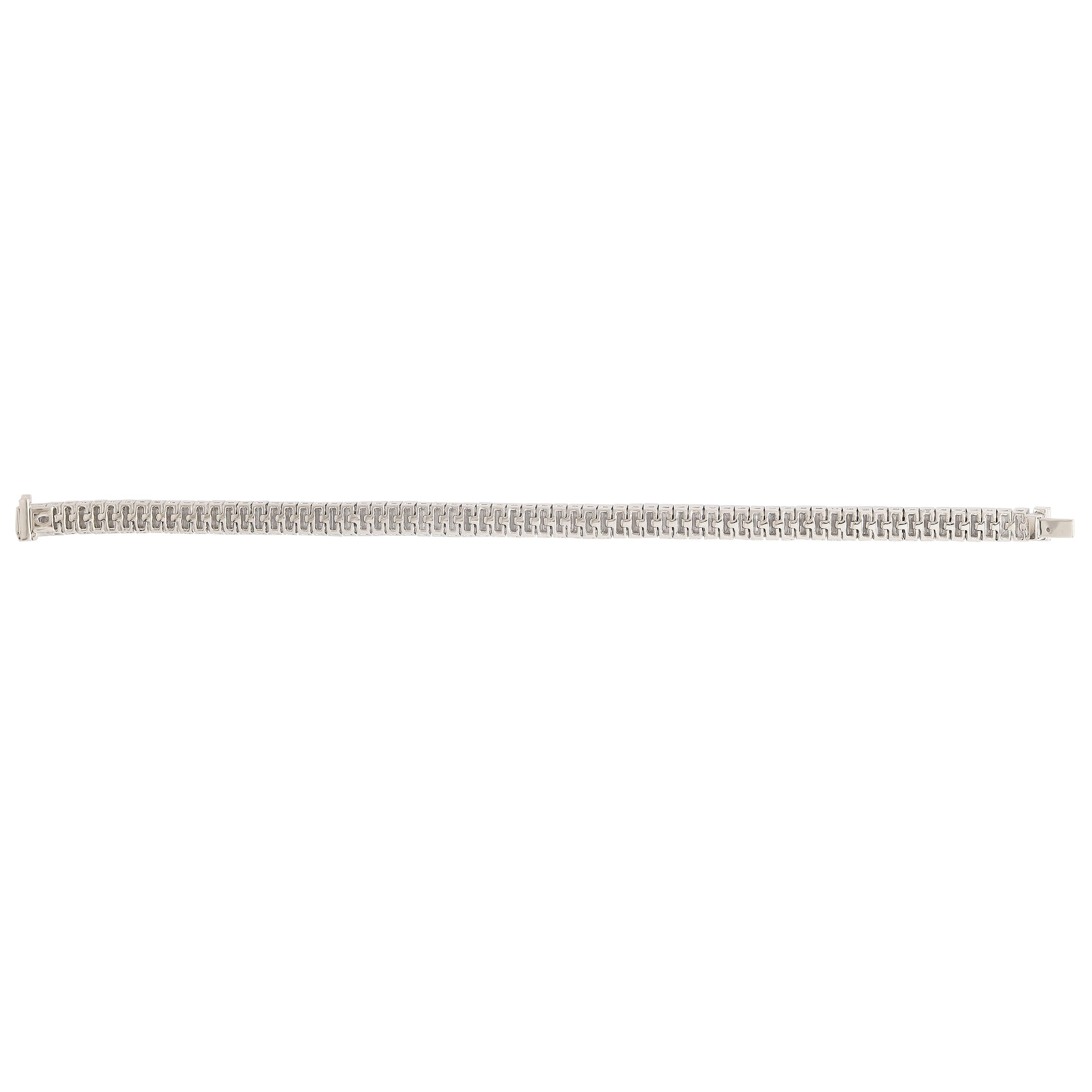 Taglio baguette Studio Rêves Sleek Illumina Baguette Tennis Bracelet in 18K White Gold in vendita