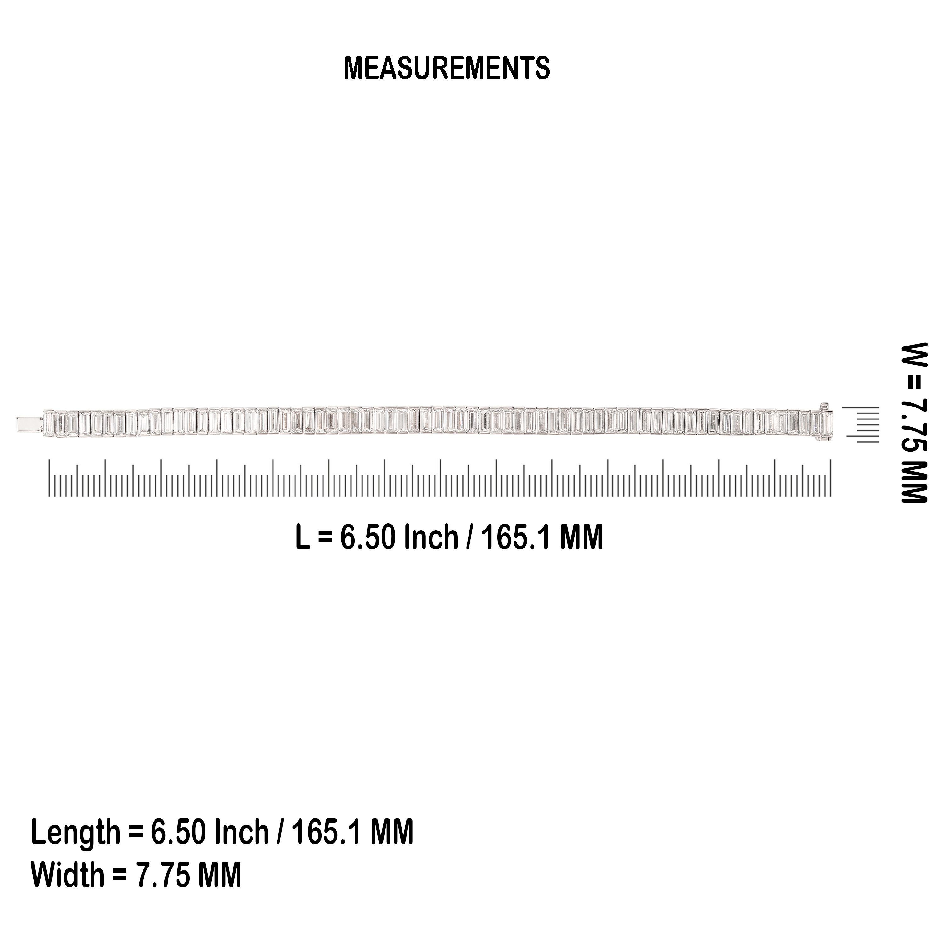 Studio Rêves Sleek Illumina Baguette Tennis Bracelet in 18K White Gold in vendita 1