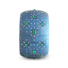 Studio Rêves Bangle Horizon con smeraldo blu stellare in oro e titanio