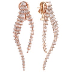 Studio Rêves Tapered Baguette Diamond Earrings in 18 Karat Gold