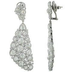 Studio Rêves Uneven-Diamond Carpet Dangling Earrings in 18 Karat White Gold