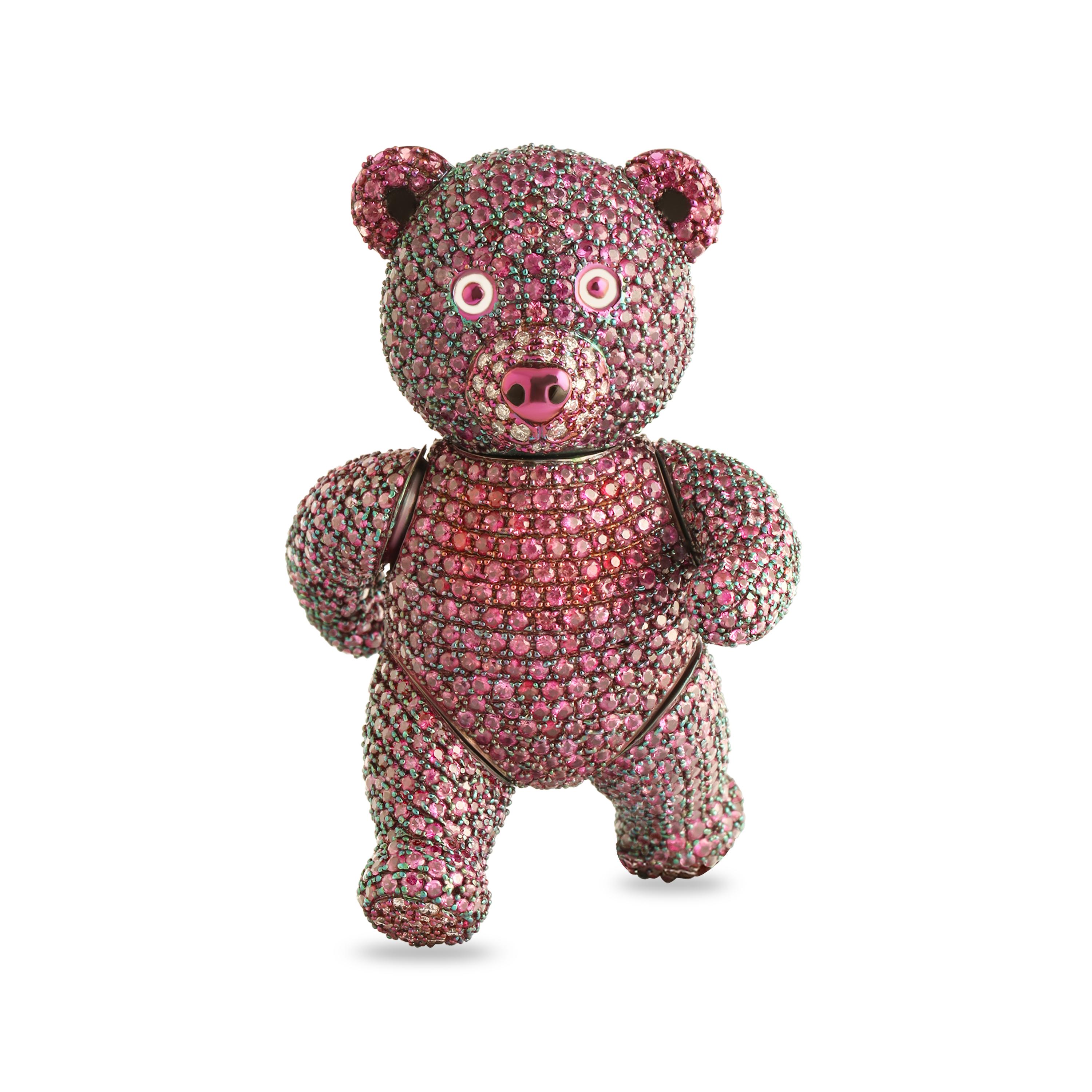 Studio Rêves Unisex-Anhänger aus Titan mit rosa Saphiren und Diamanten (Moderne) im Angebot