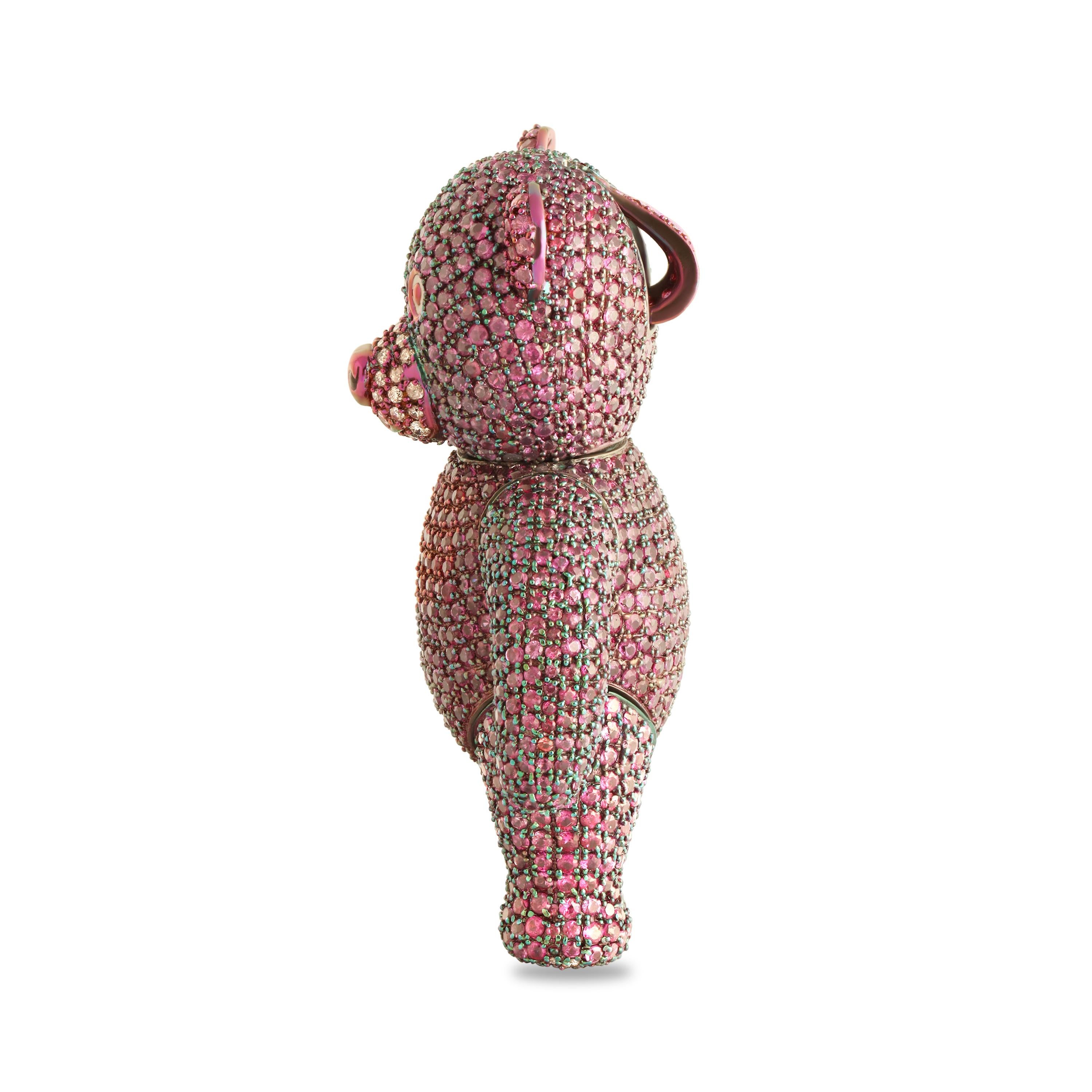 Studio Rêves Unisex-Anhänger aus Titan mit rosa Saphiren und Diamanten (Brillantschliff) im Angebot