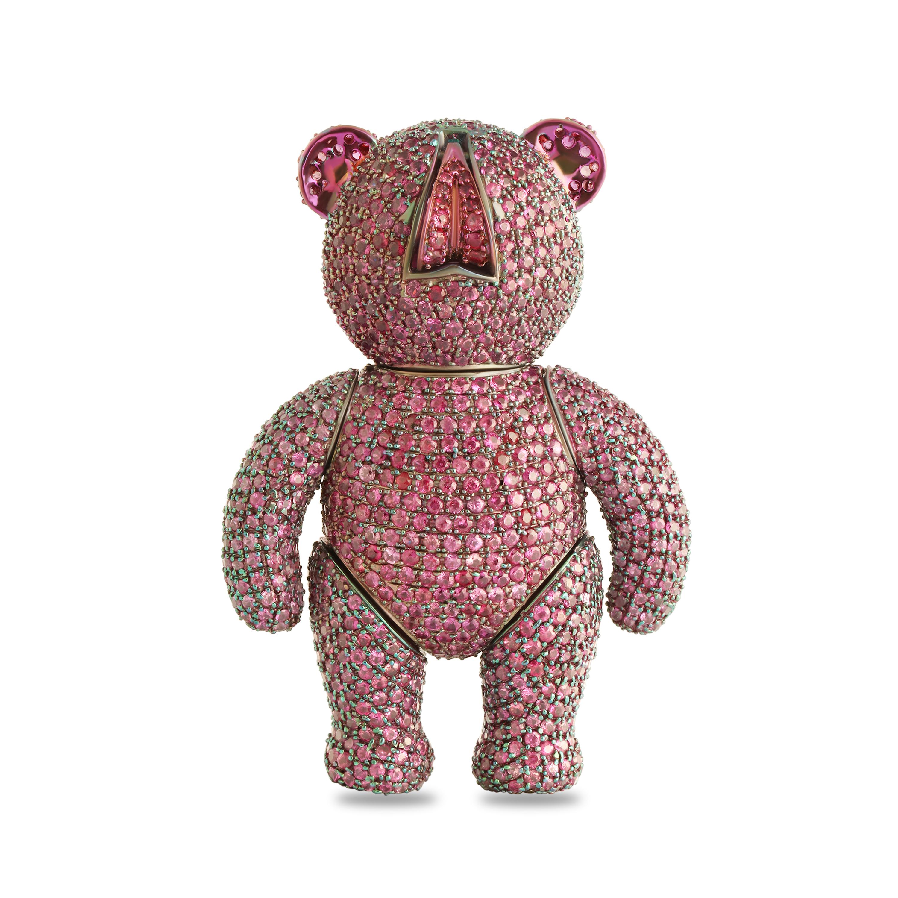 Studio Rêves Unisex-Anhänger aus Titan mit rosa Saphiren und Diamanten im Zustand „Neu“ im Angebot in Mumbai, Maharashtra