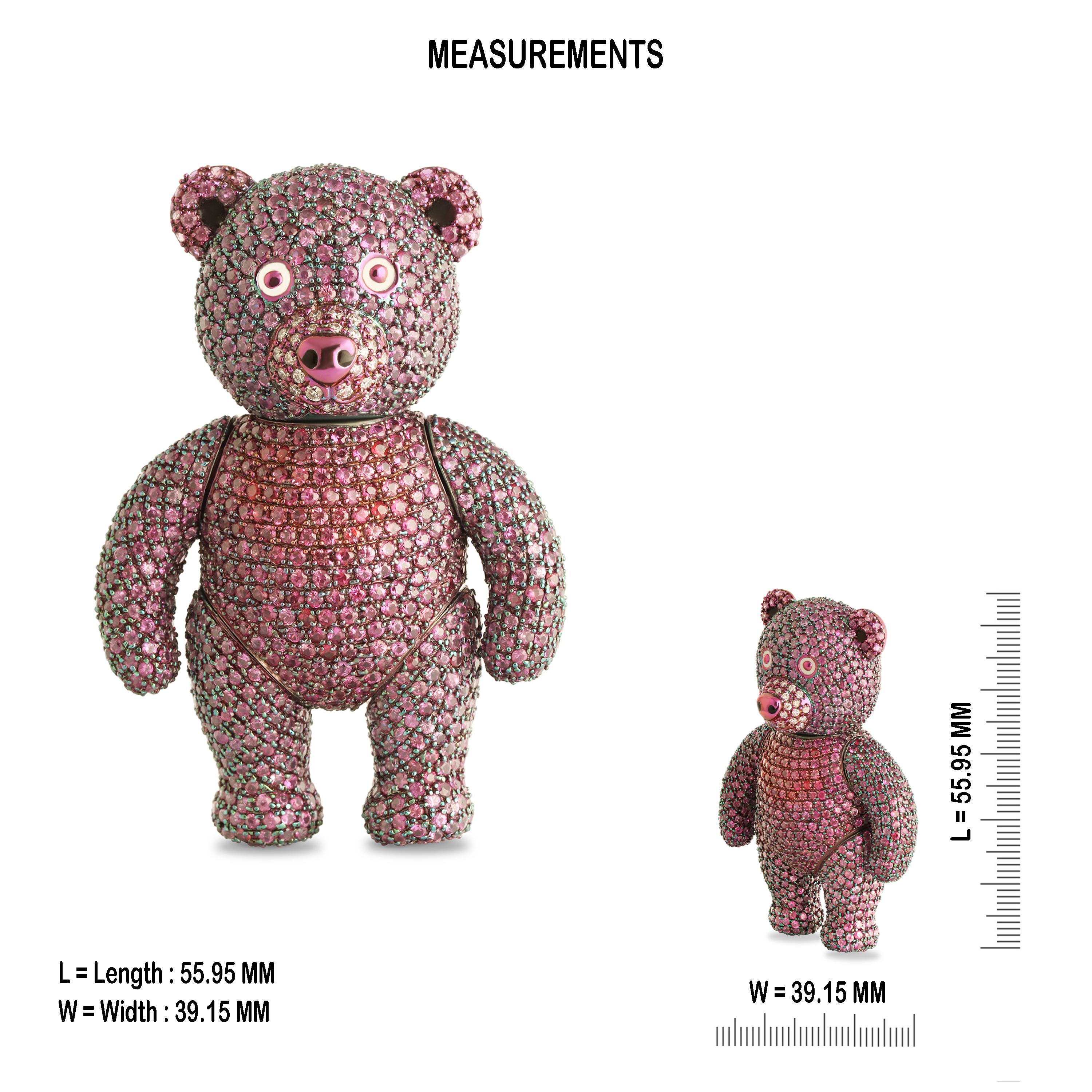 Studio Rêves Unisex-Anhänger aus Titan mit rosa Saphiren und Diamanten im Angebot 4