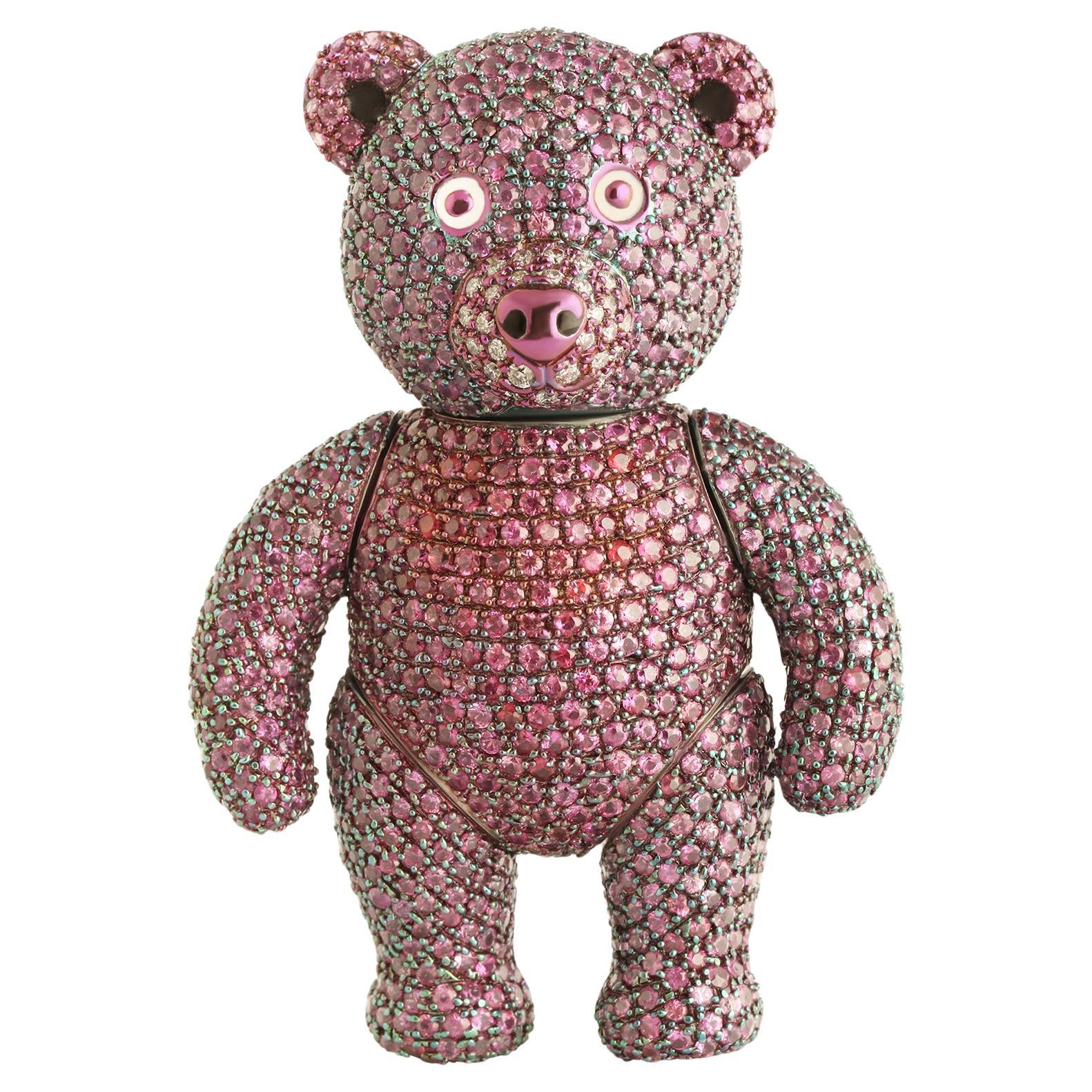 Studio Rêves Unisex-Anhänger aus Titan mit rosa Saphiren und Diamanten im Angebot