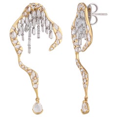 Studio Rêves Waterfall Rosecut Diamond Earrings in 18 Karat Gold