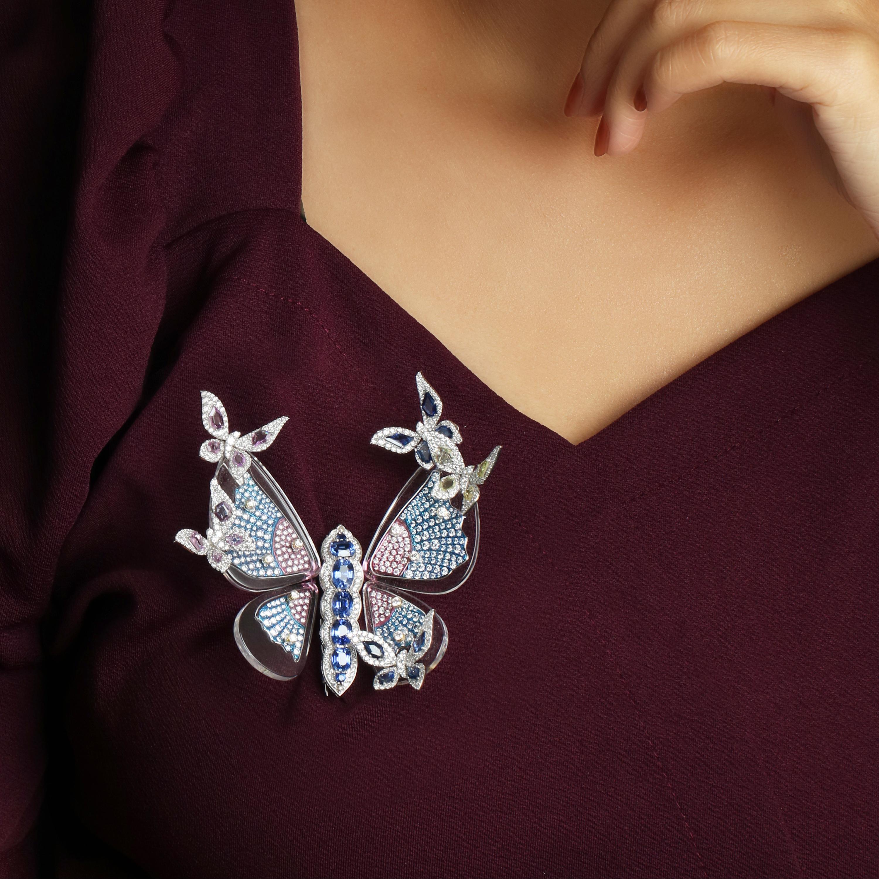 De las mujeres Studio Rêves 'Alas de la eternidad'- Broche Mariposa de oro de 18 quilates y titanio en venta