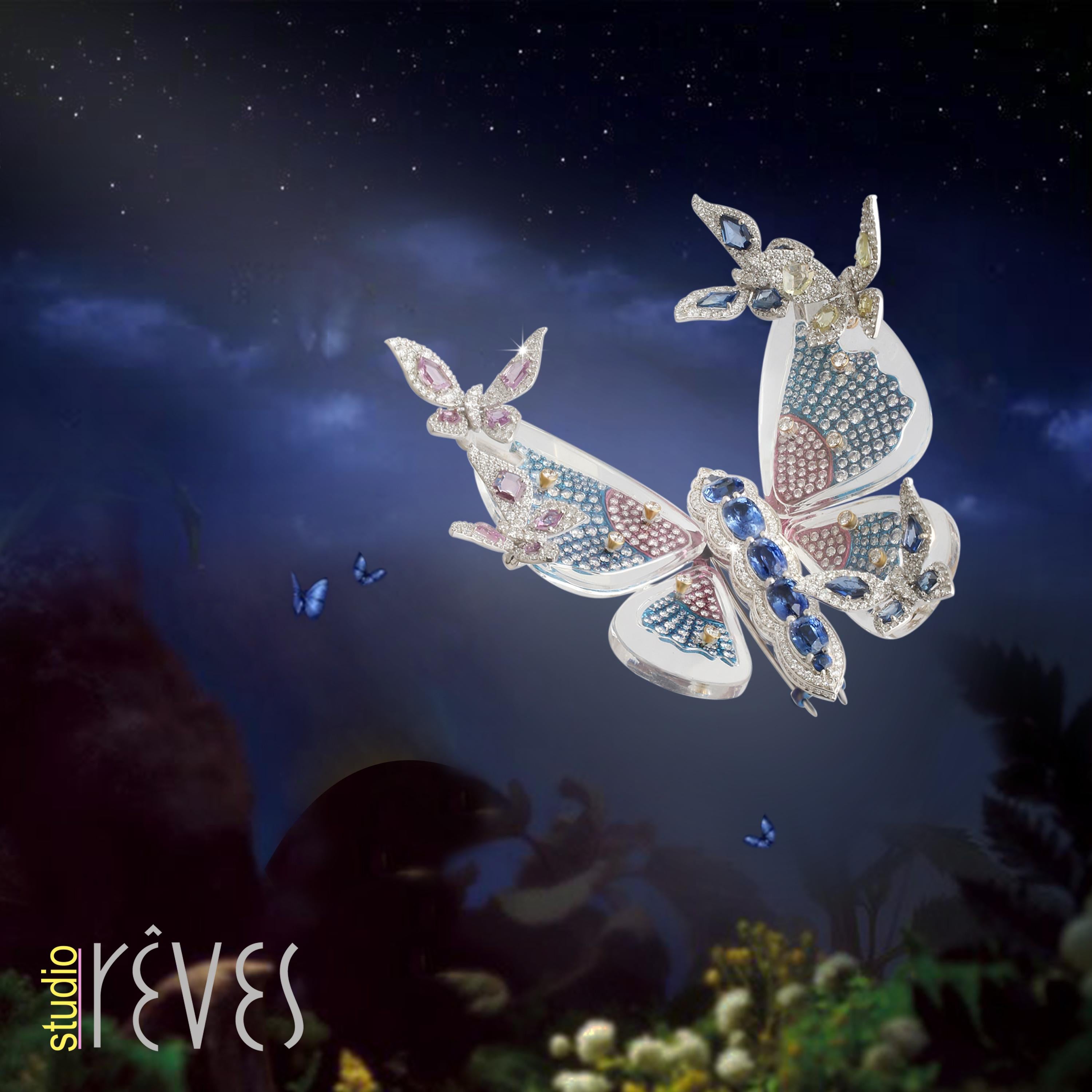 Studio Rêves 'Alas de la eternidad'- Broche Mariposa de oro de 18 quilates y titanio en venta 1