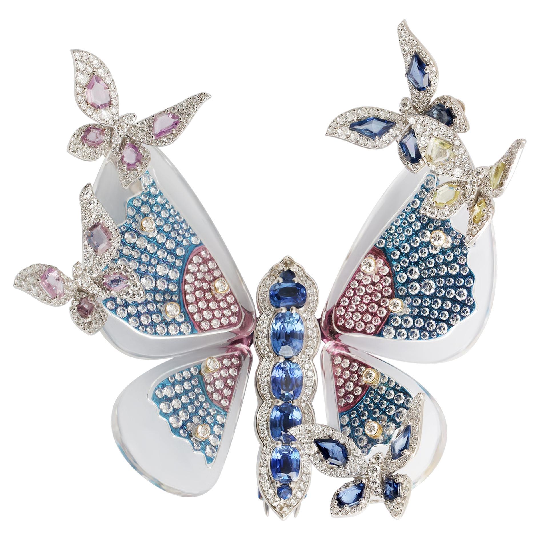 Studio Rêves Broche Mariposa Alas de la Eternidad de oro de 18 quilates y titanio en venta