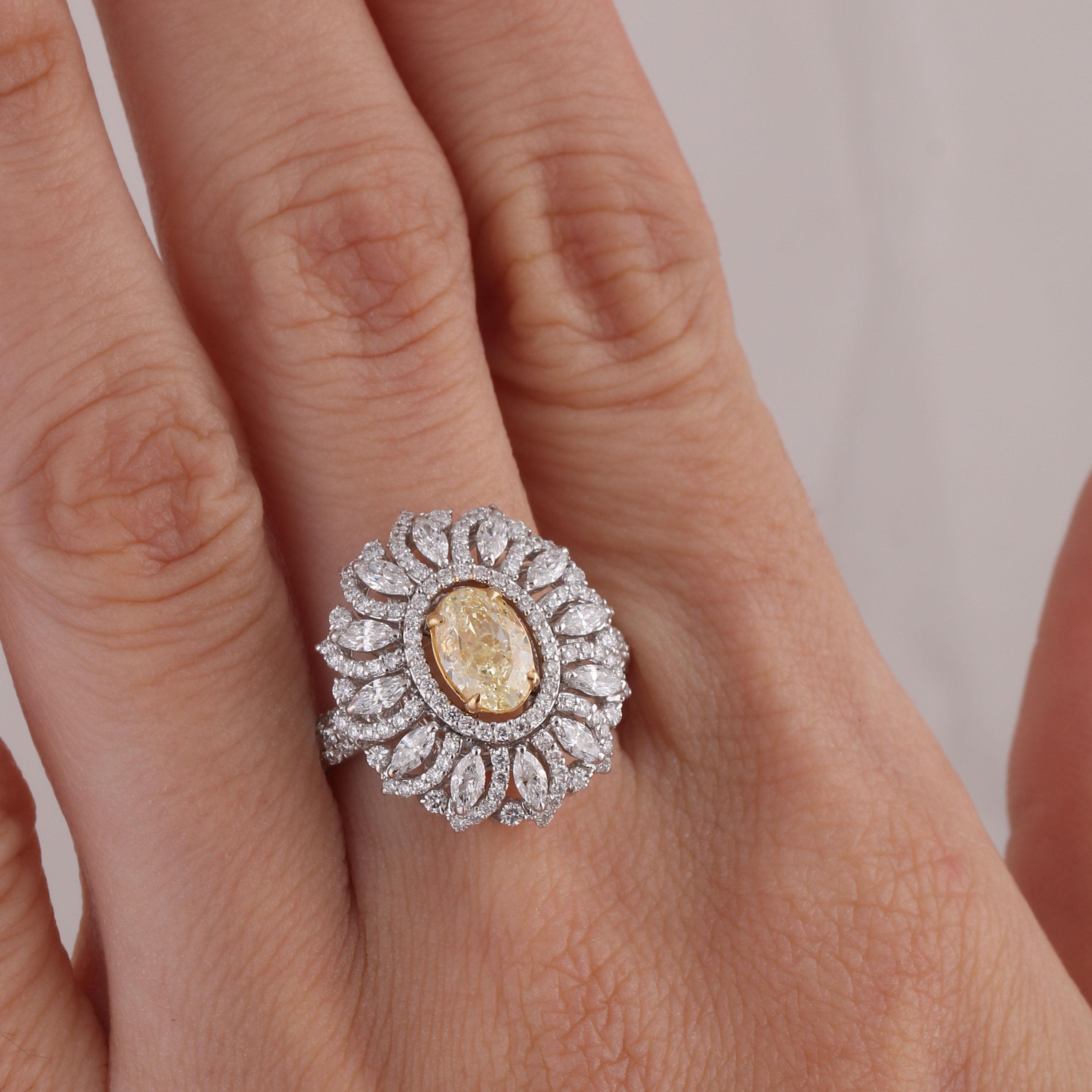 Gross Weight: 7.66 Grams
Diamond Weight: 2.16 cts
Ring Size: US 6.25 (Resizing Can be Done)
IGI Certification can be done on Request.

Video of the product can be shared on request.

Studio Rêves is a full-service jewellery design house that