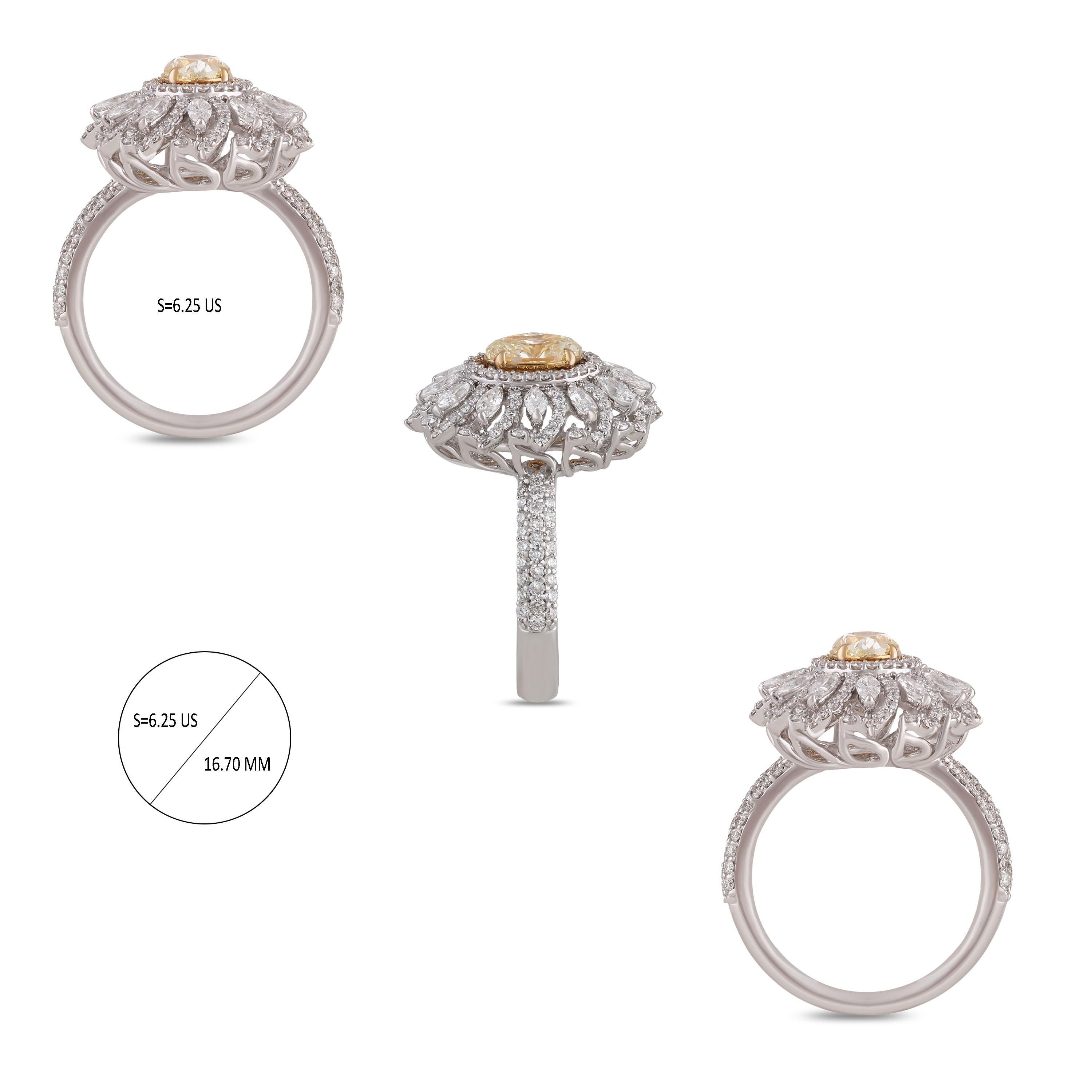 Modern Studio Rêves Yellow Diamond Sunrays Ring in 18 Karat Gold