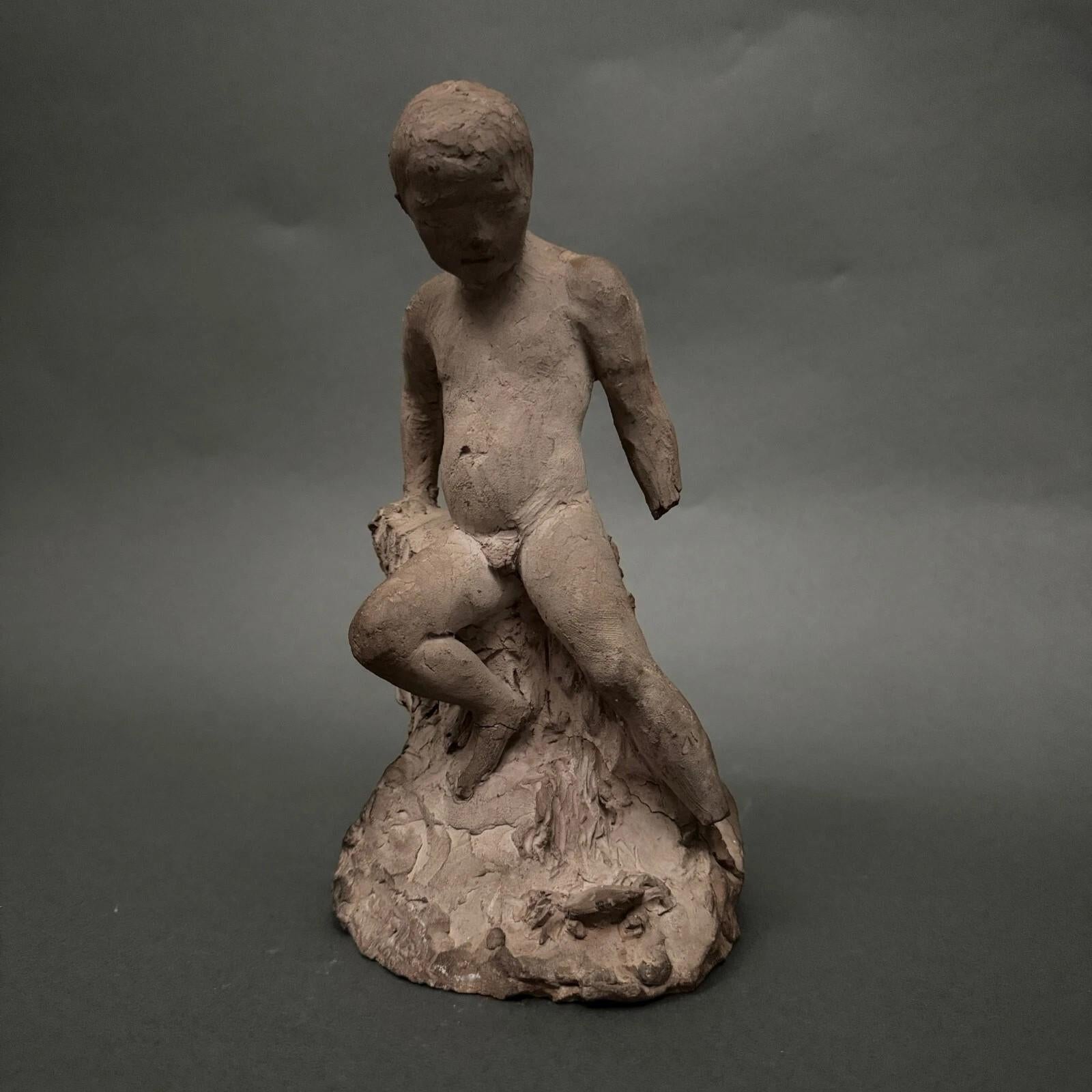 Studio sculpture by Charles Filleul – Young man in terracotta. en vente 4