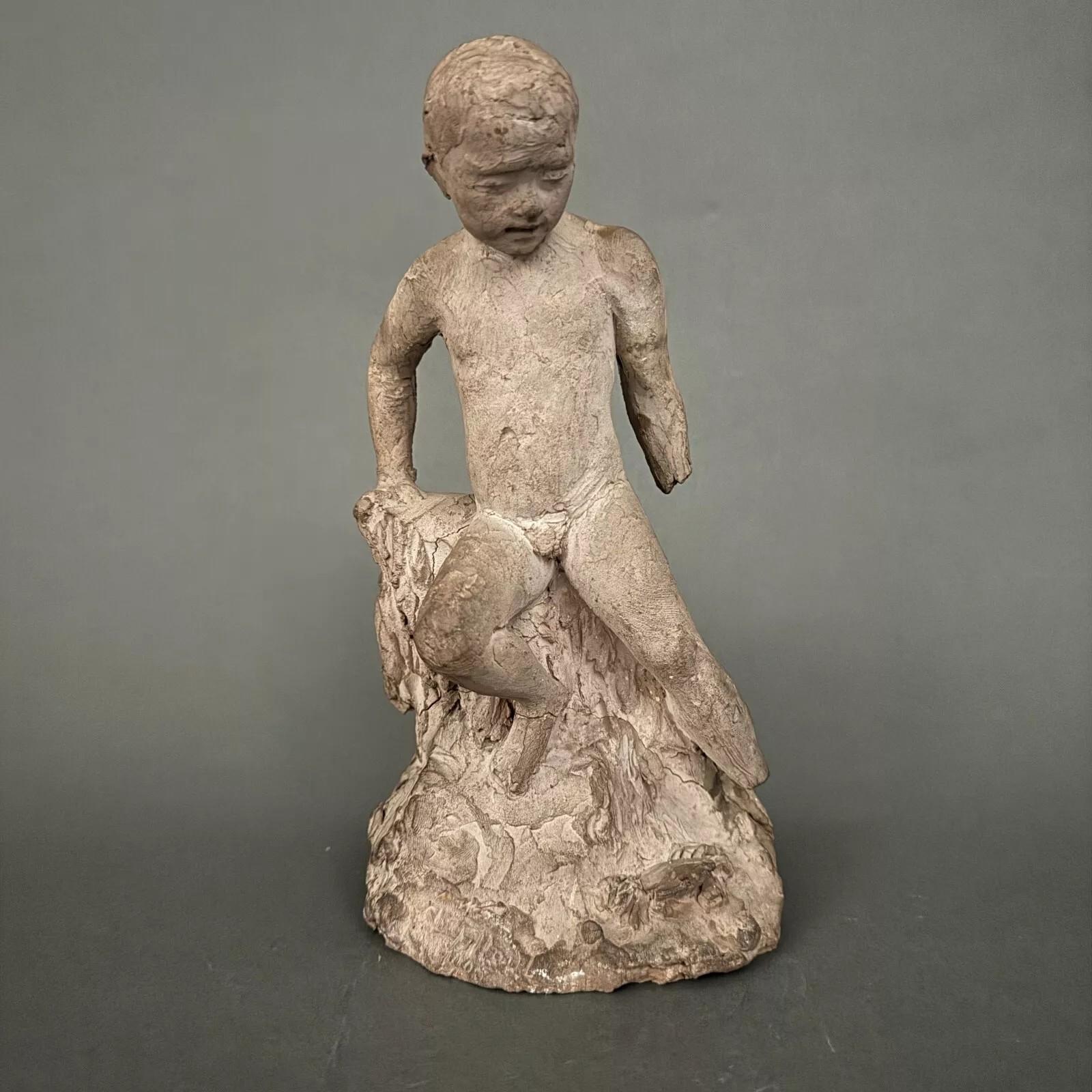 Studio sculpture by Charles Filleul – Young man in terracotta. en vente 10