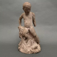 Studio sculpture by Charles Filleul – Young man in terracotta.