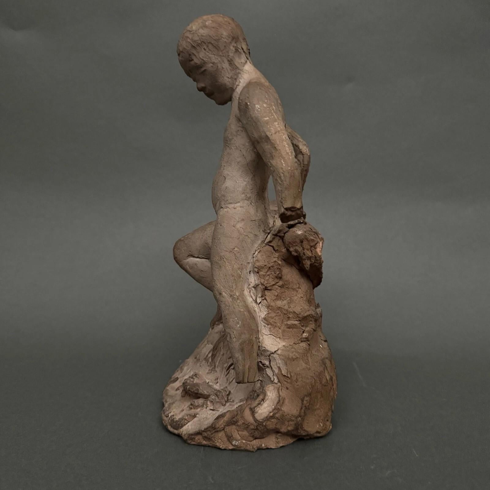 Sculpté à la main Studio sculpture by Charles Filleul – Young man in terracotta. en vente