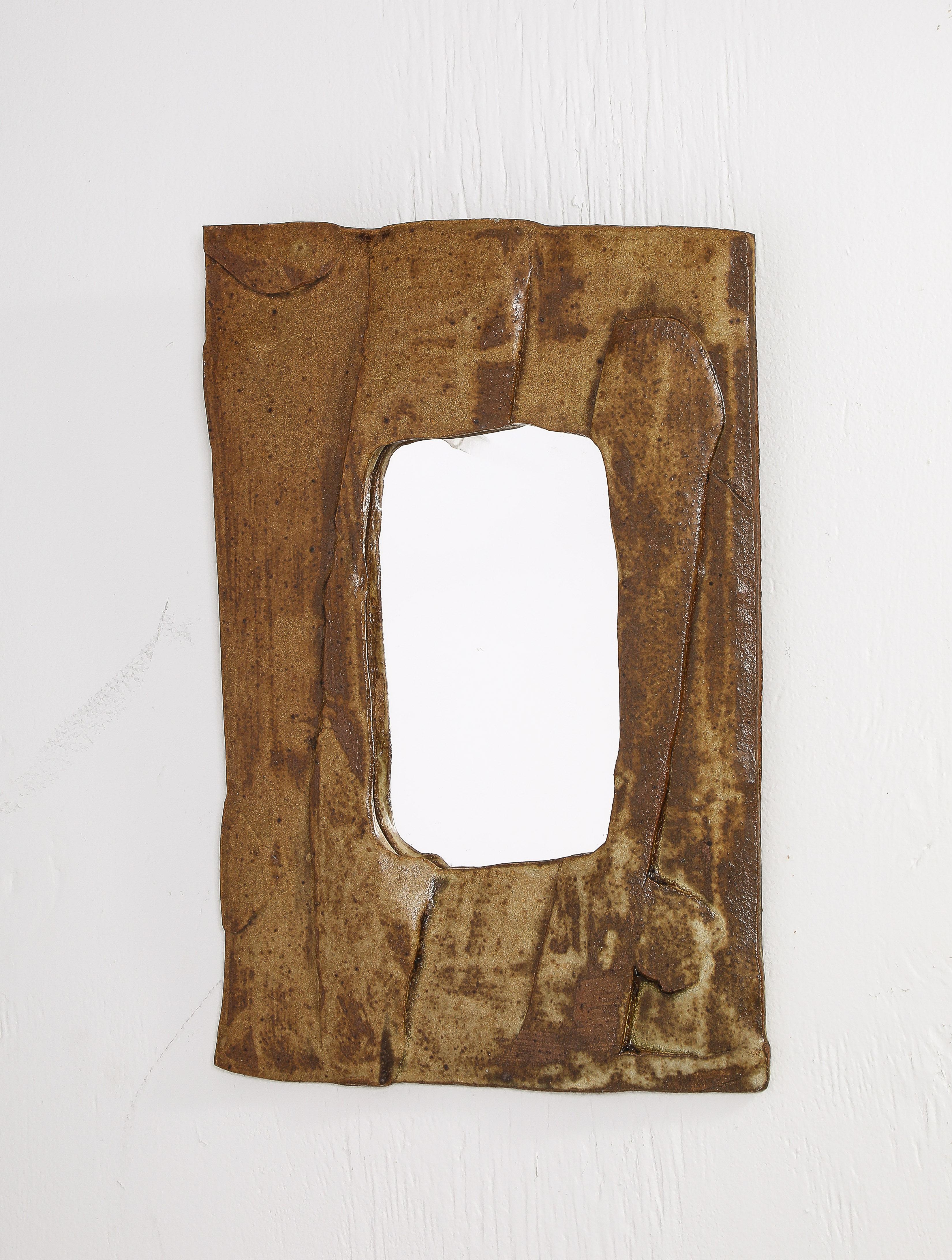 Vernissé Miroir en céramique de Studio A, États-Unis, années 1950 en vente