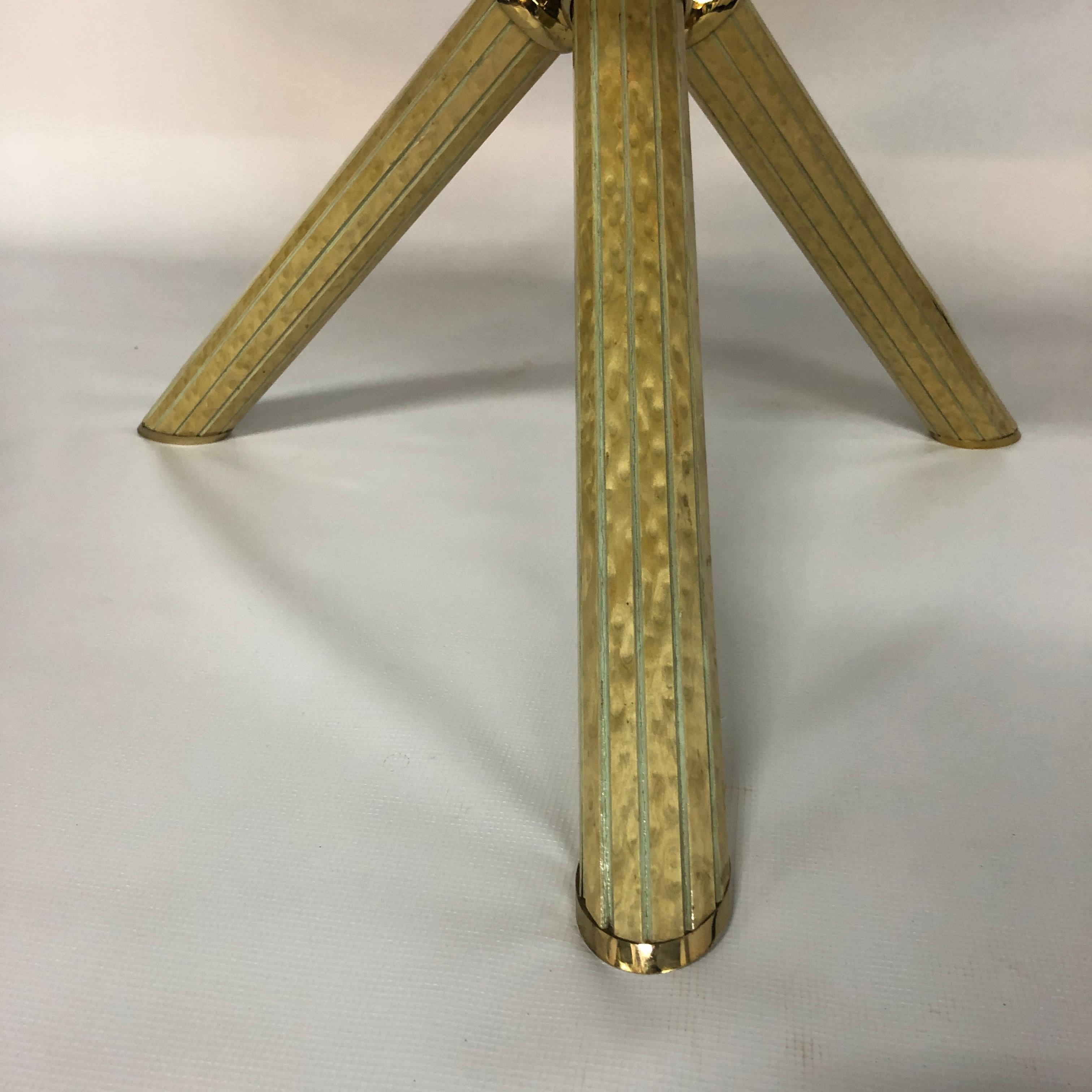 Table de salle à manger Studio Smania Briar Wood Smoked Glass Round Brass 1970s Hollywood en vente 1