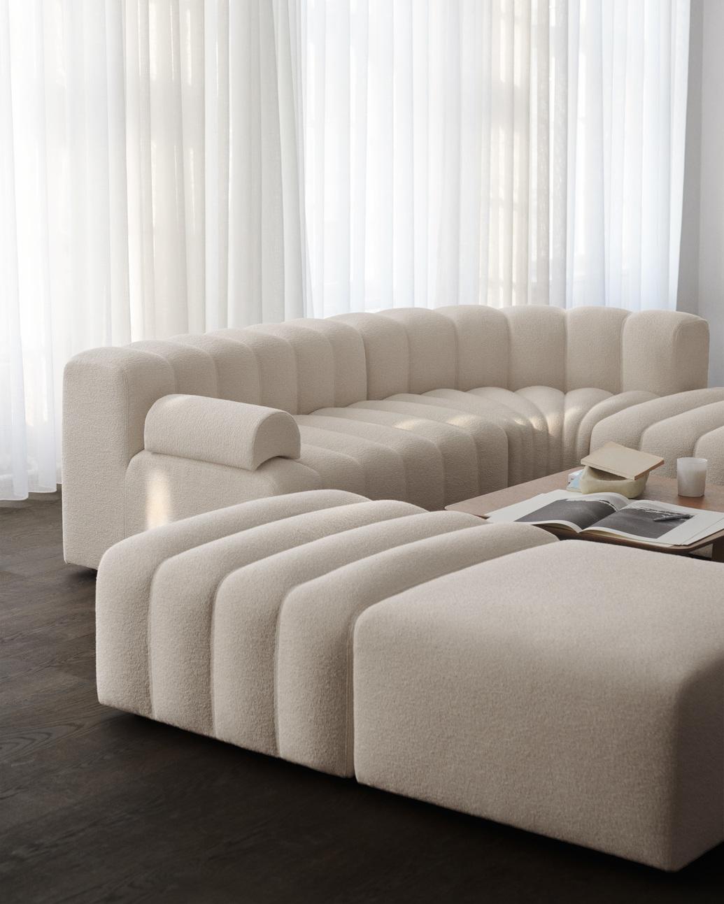 Wool 'Studio' Sofa by Norr11, Modular Sofa, Ottoman, White For Sale
