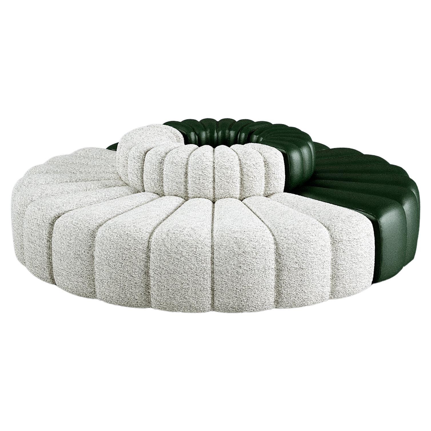 'Studio' Sofa by Norr11, Modular Sofa, Setup 7, White/Green For Sale