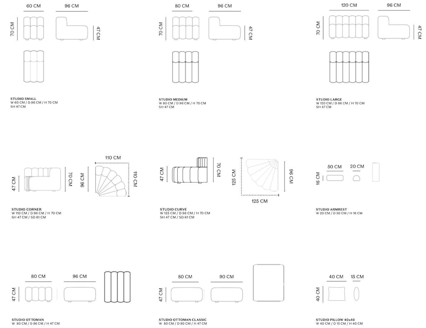 Studio-Sofa von Norr11, Modulares Sofa, 8er-Set, Weiß im Angebot 4