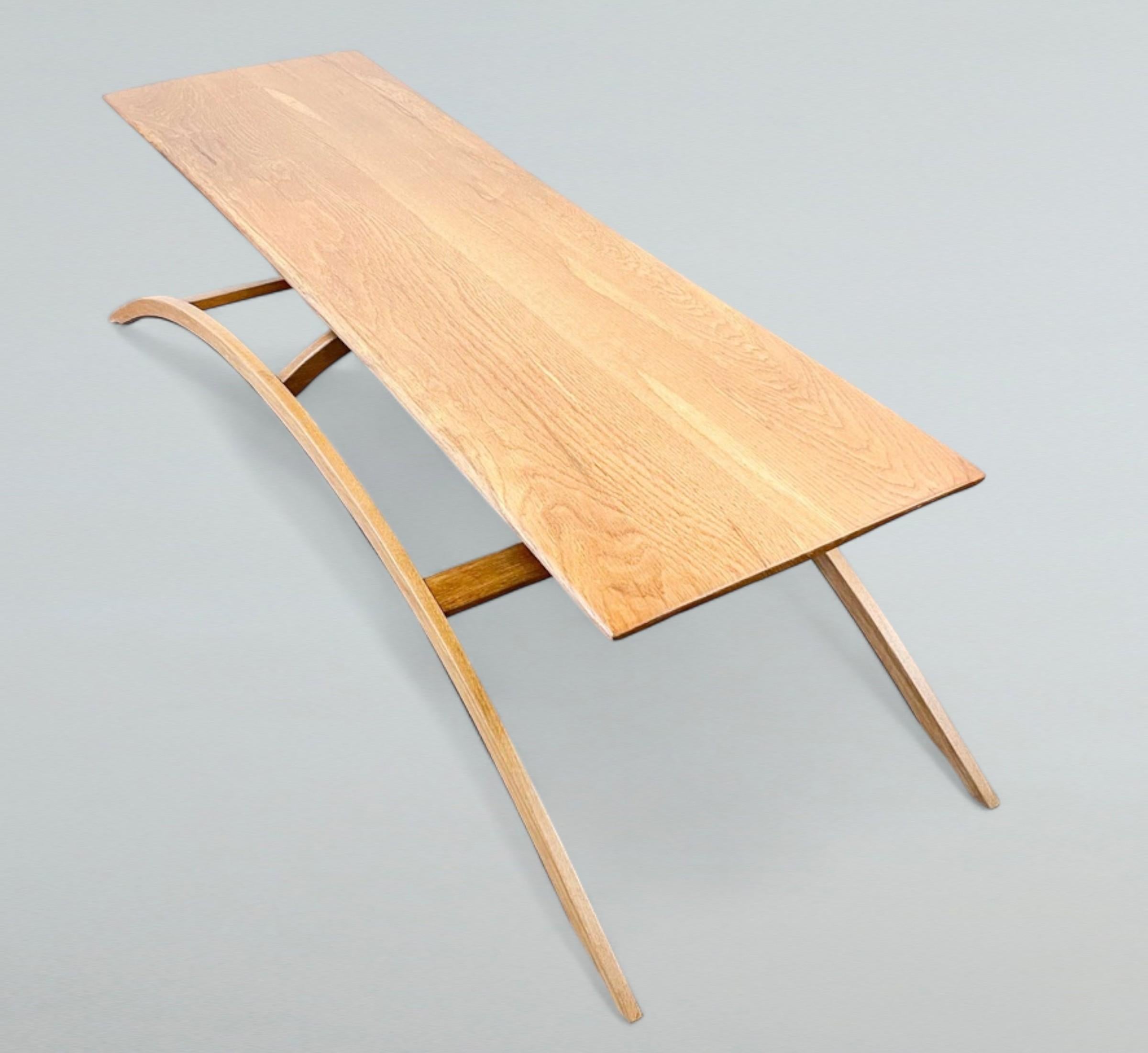American Studio Craft Spider Leg Unique White Oak Coffee Table, c. 1980
