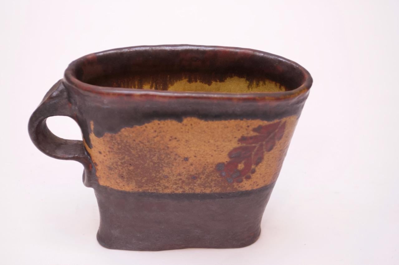 Mid-Century Modern Studio Stoneware Pitcher / Vase Signed 
