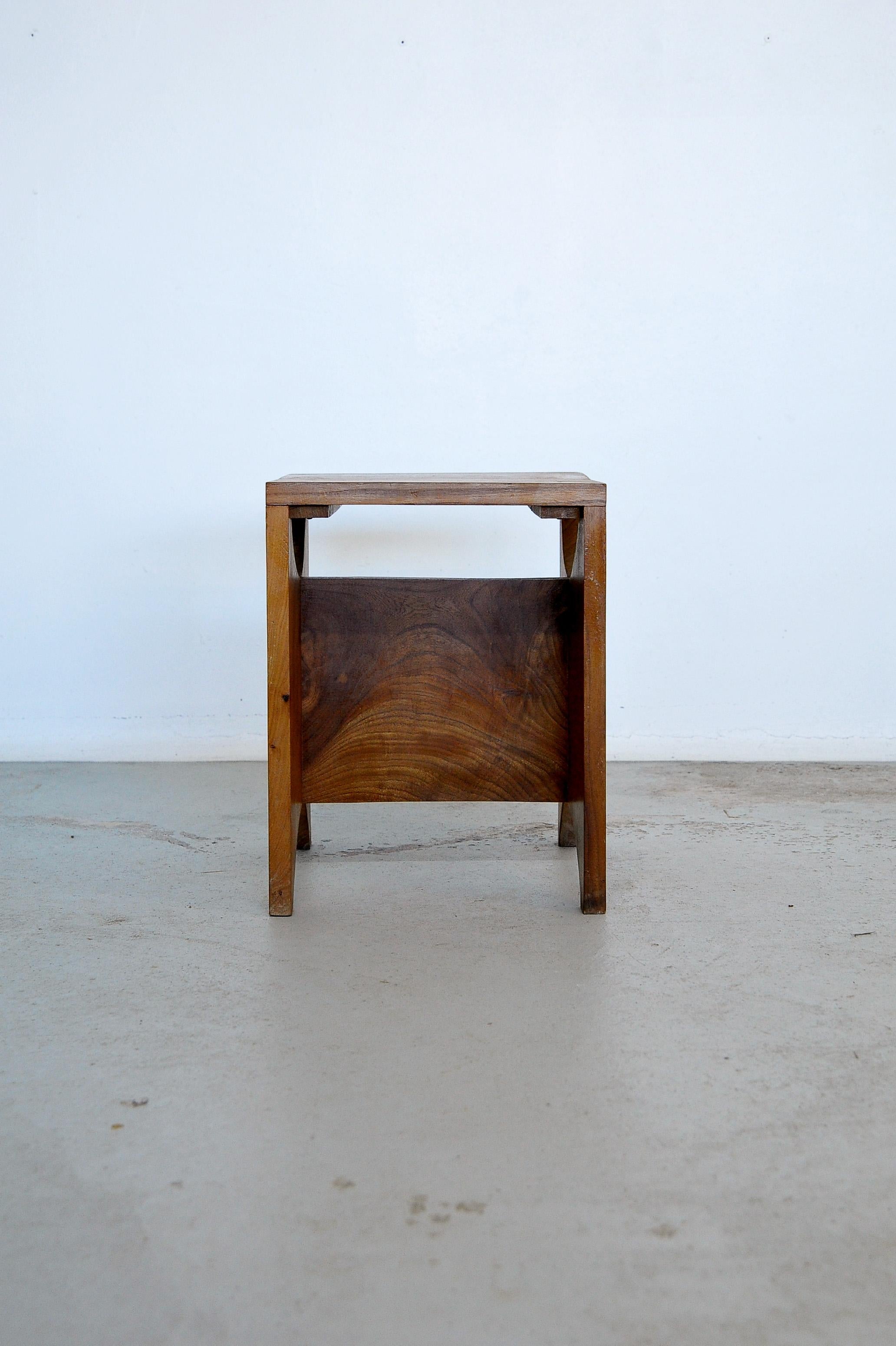 Studio Stool, Solid Elmwood, France 1970s, 3 Available 12