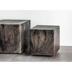 Studio Sturdy Chief Square Side Table – Clay with Black Marble Resin