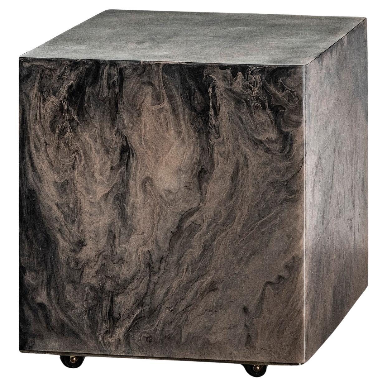 Studio Sturdy Chief Square Side Table – Clay with Black Marble Resin For Sale