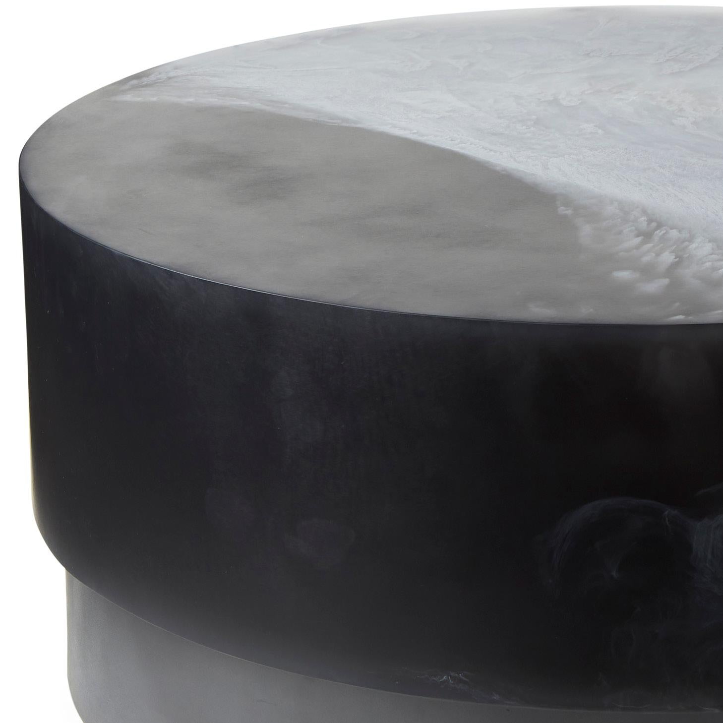 Studio Sturdy Floating Round Table – Charcoal and Soft Grey Resin For ...