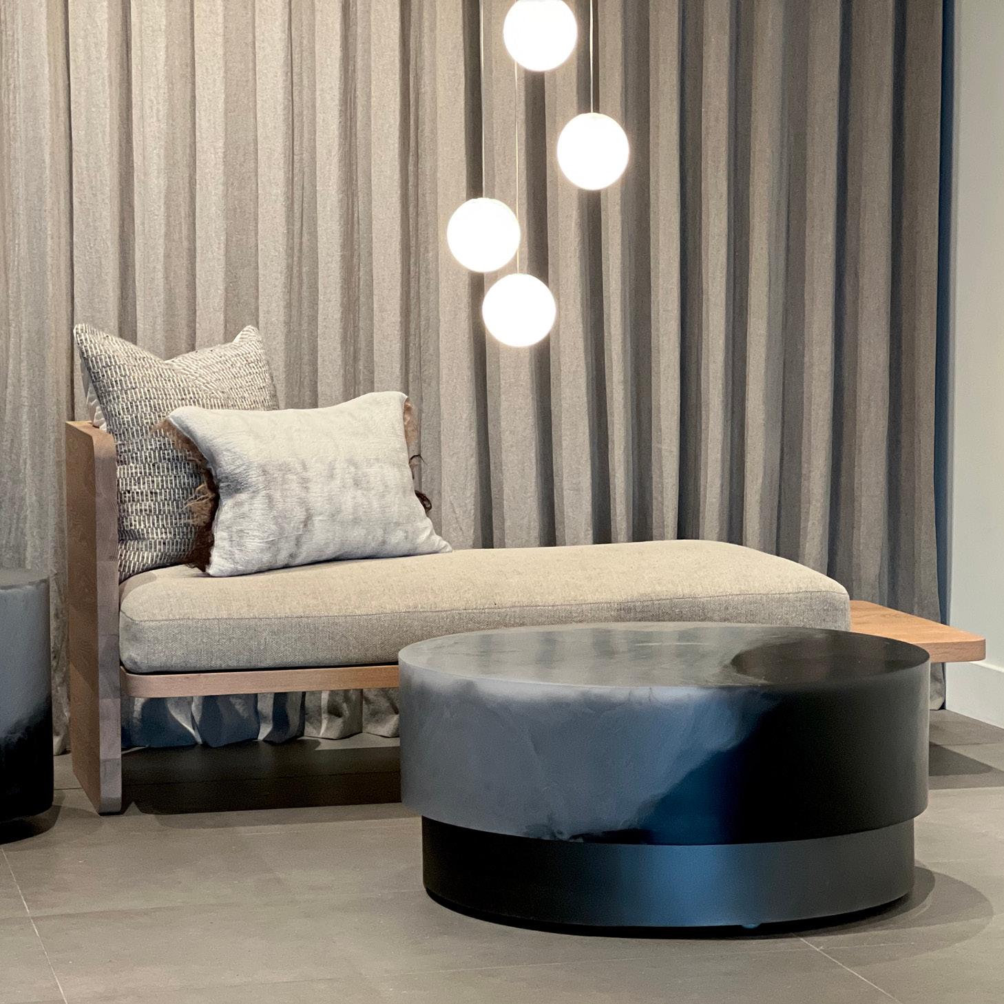 Studio Sturdy Floating Round Table – Charcoal and Soft Grey Resin For ...