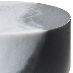 Studio Sturdy Floating Round Table – White Marble & Soft Grey Marble Resin
