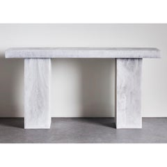 Studio Sturdy Lions Console Table – White Marble Resin