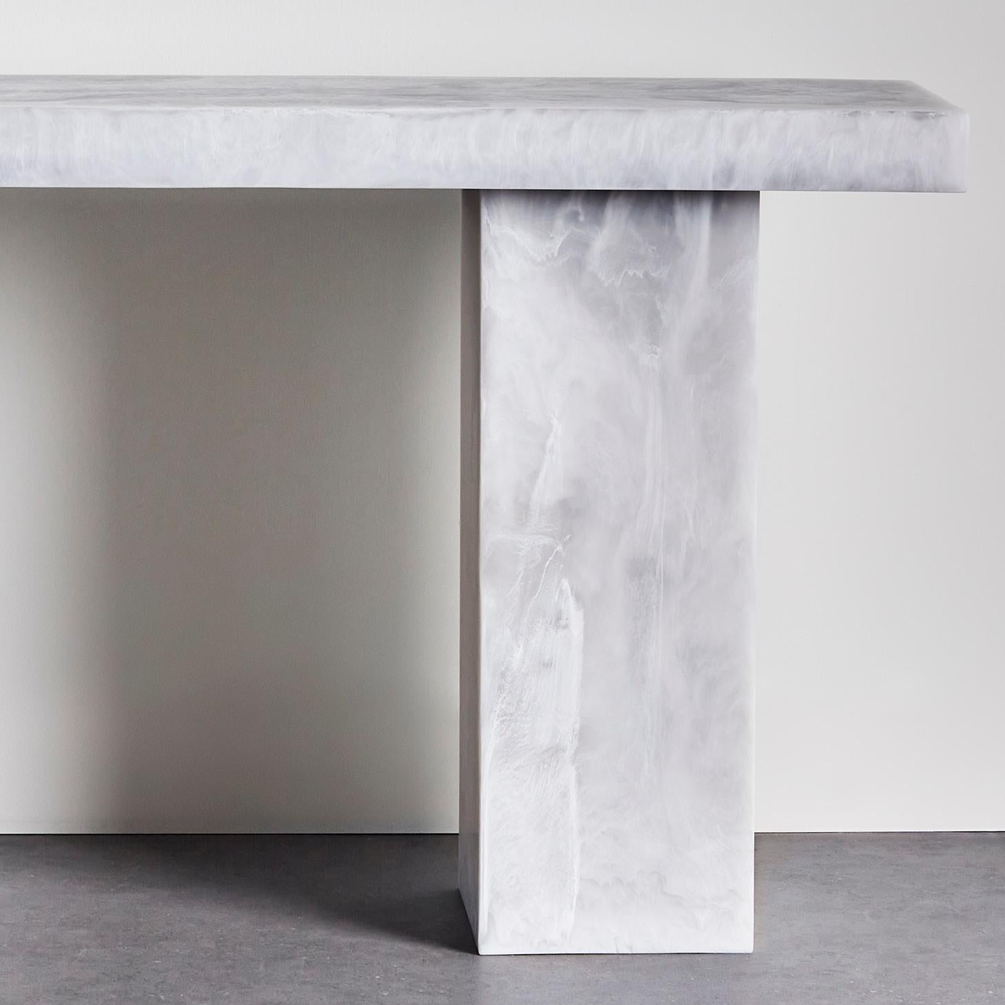 Modern Studio Sturdy Lions Console Table – White Marble Resin For Sale