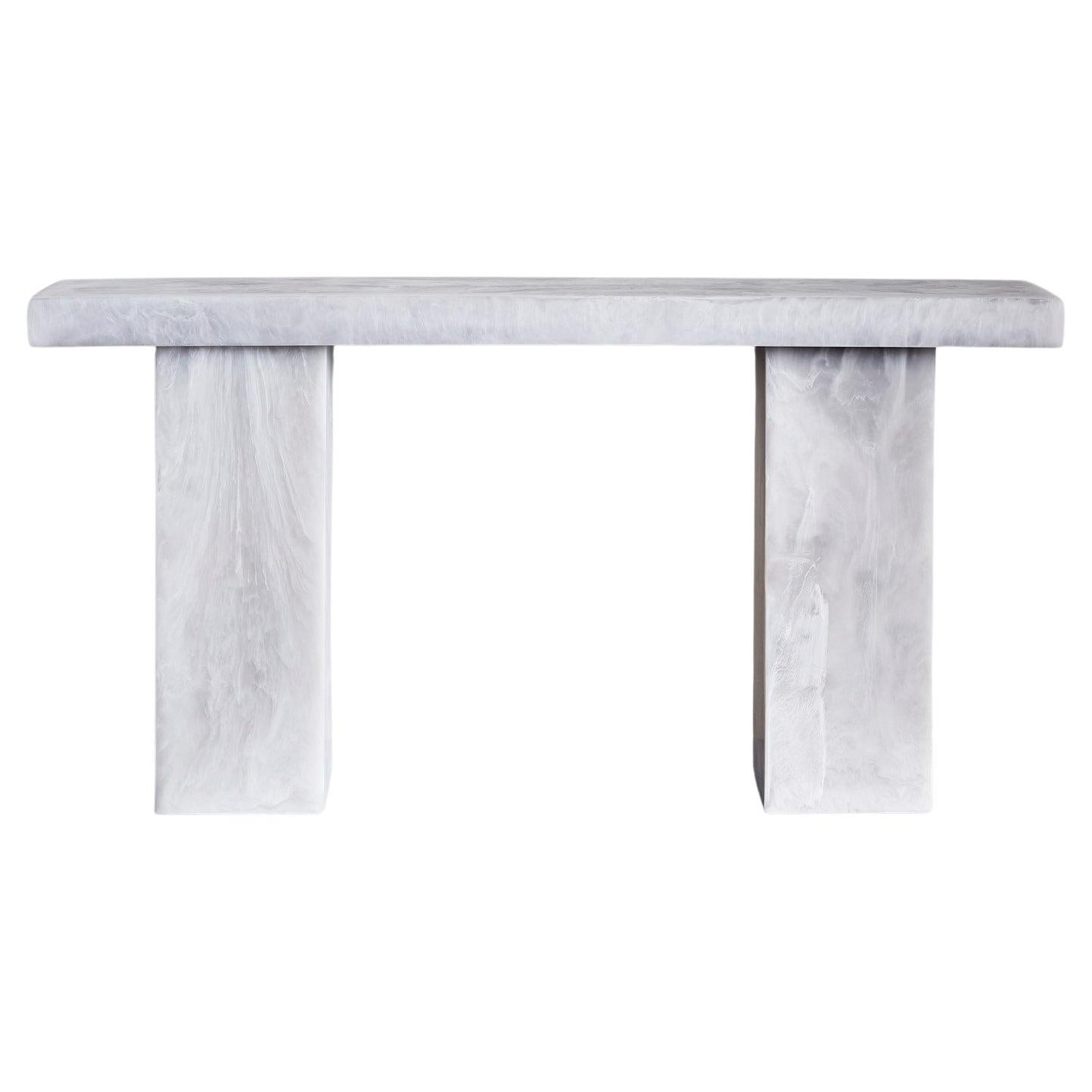 Studio Sturdy Lions Console Table – White Marble Resin For Sale