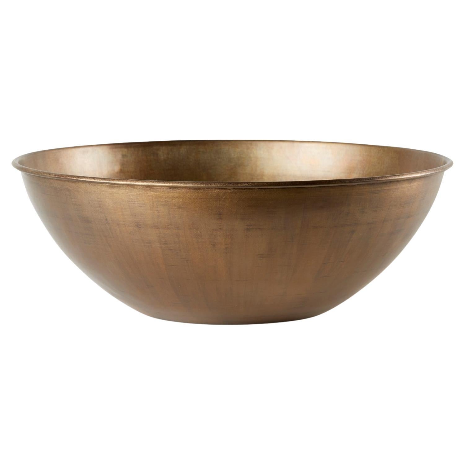 Studio Sturdy – Rolled Edge Brass Bowl – 18" Diameter For Sale