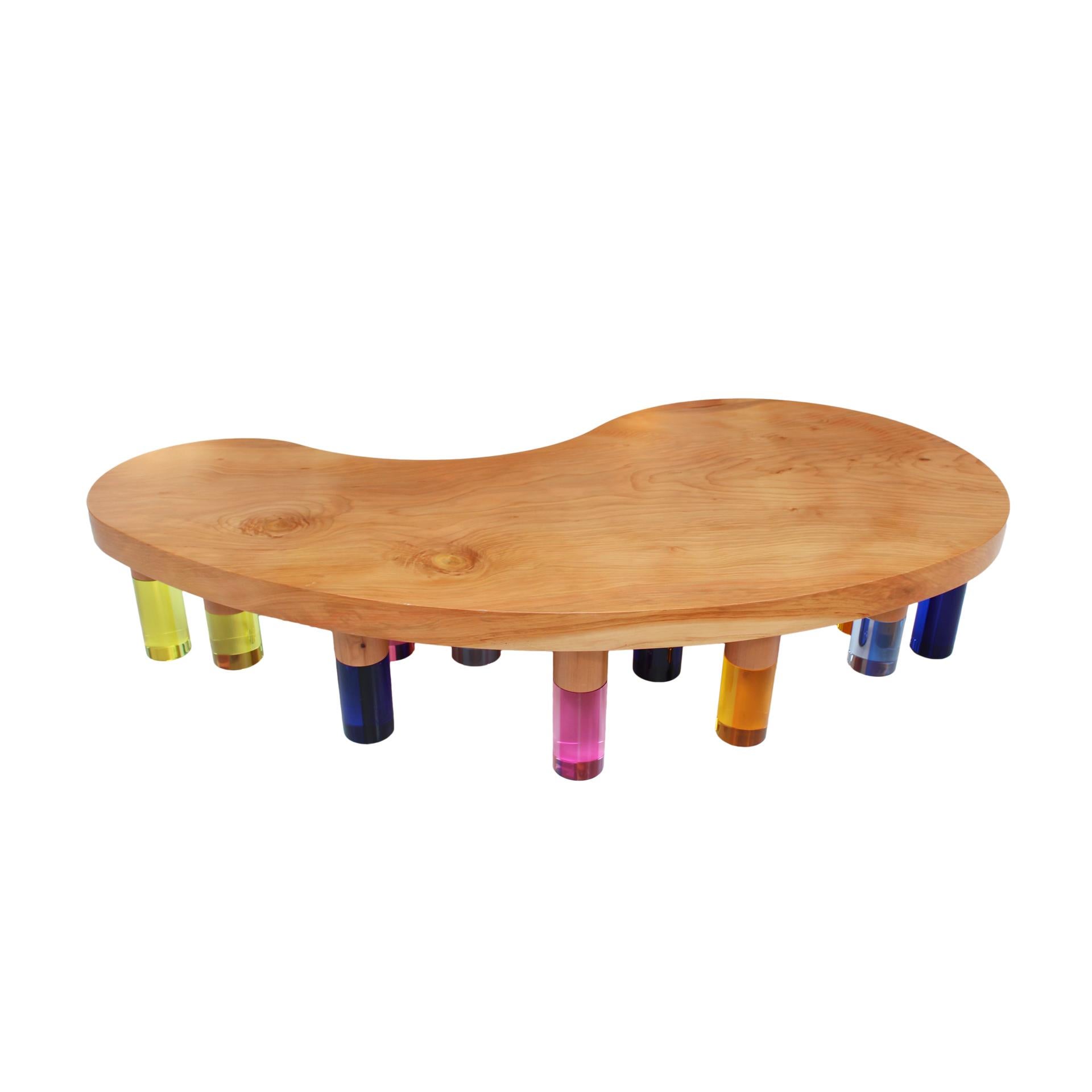Mid-Century Modern Table basse italienne moderne en bois et plexiglas multicolore Studio Superego en vente