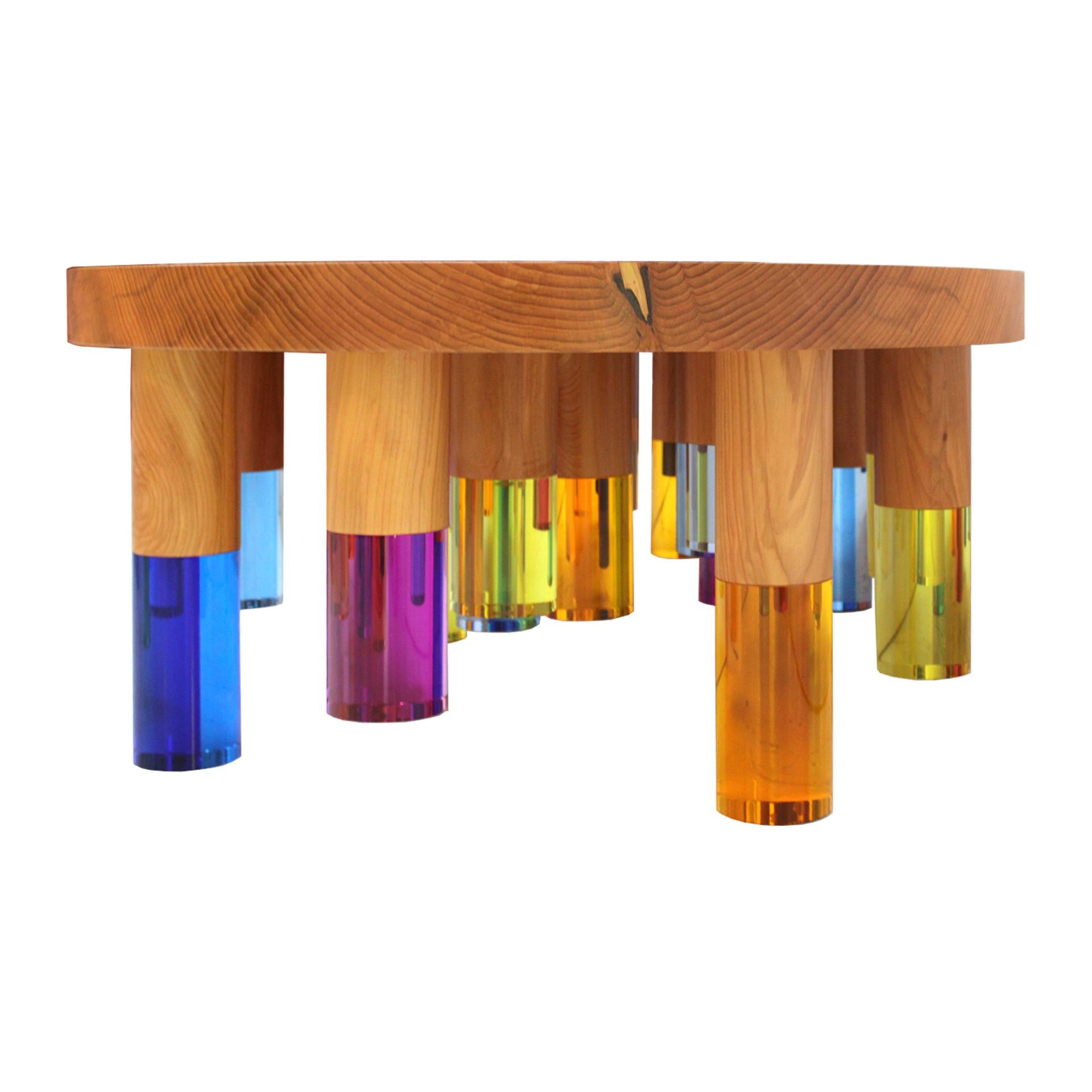 Studio Superego Modern Wood and Multicolour Plexiglass Italian Coffee Table For Sale 1