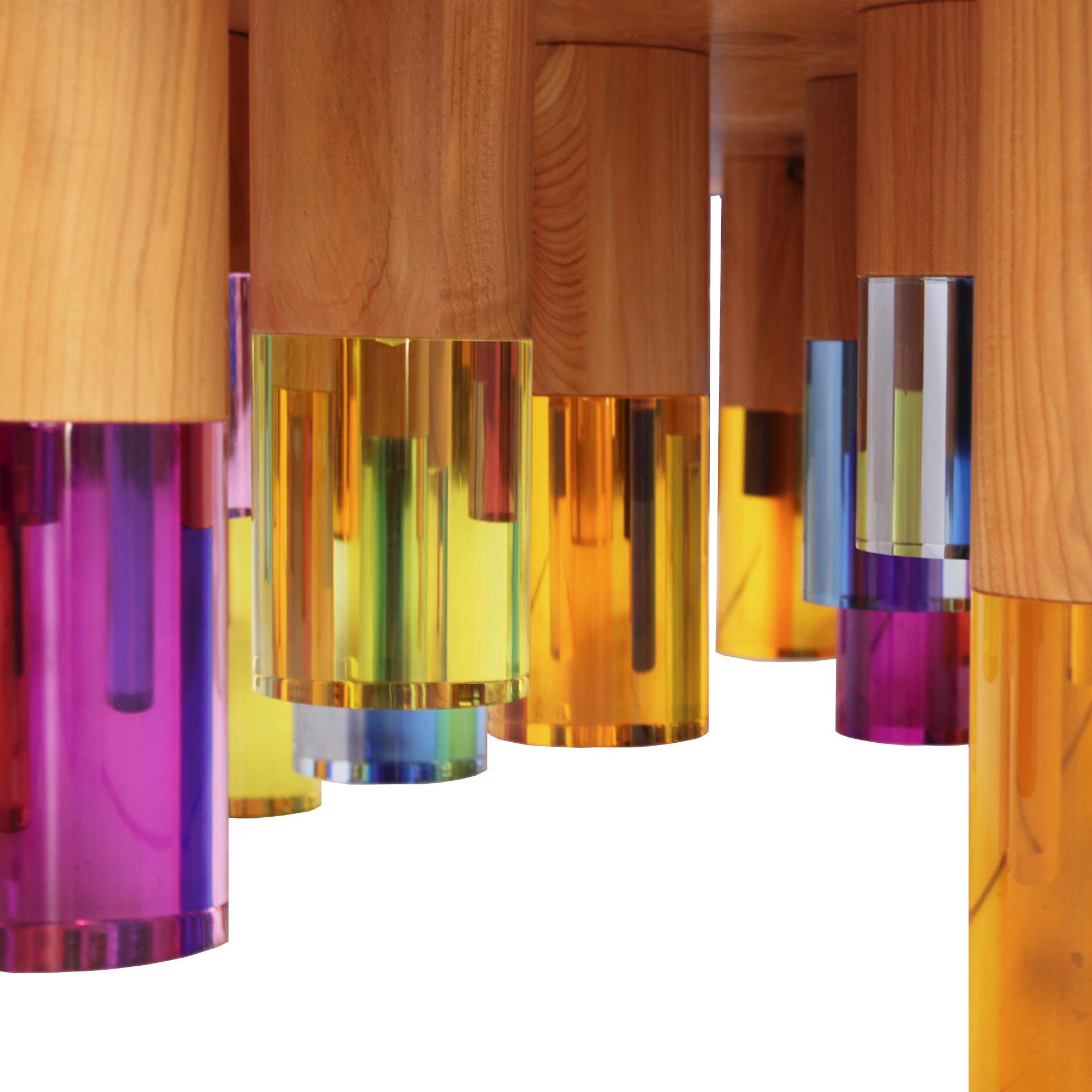 Studio Superego Modern Wood and Multicolour Plexiglass Italian Coffee Table For Sale 2