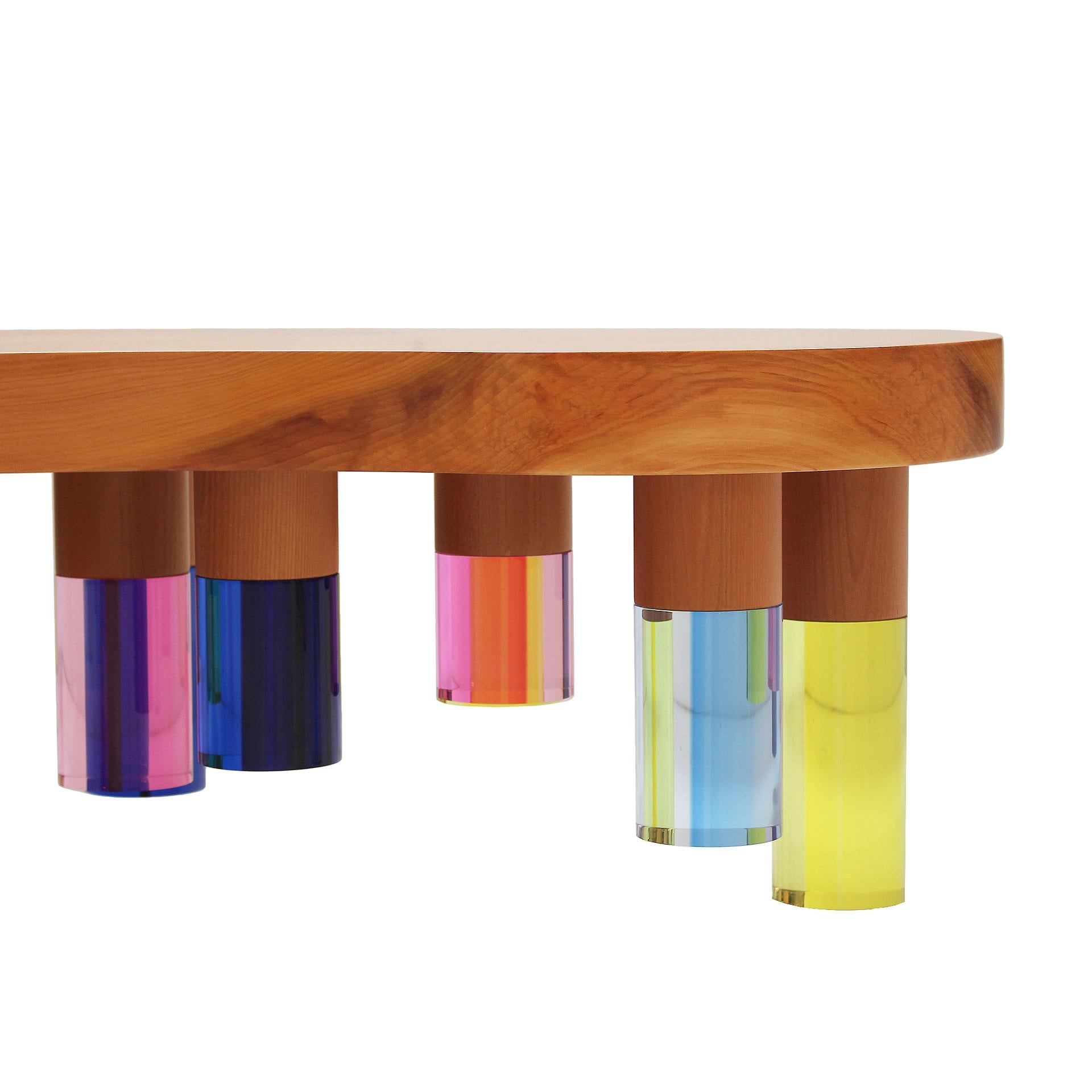 Plexiglas Table basse italienne moderne en bois et plexiglas multicolore Studio Superego en vente