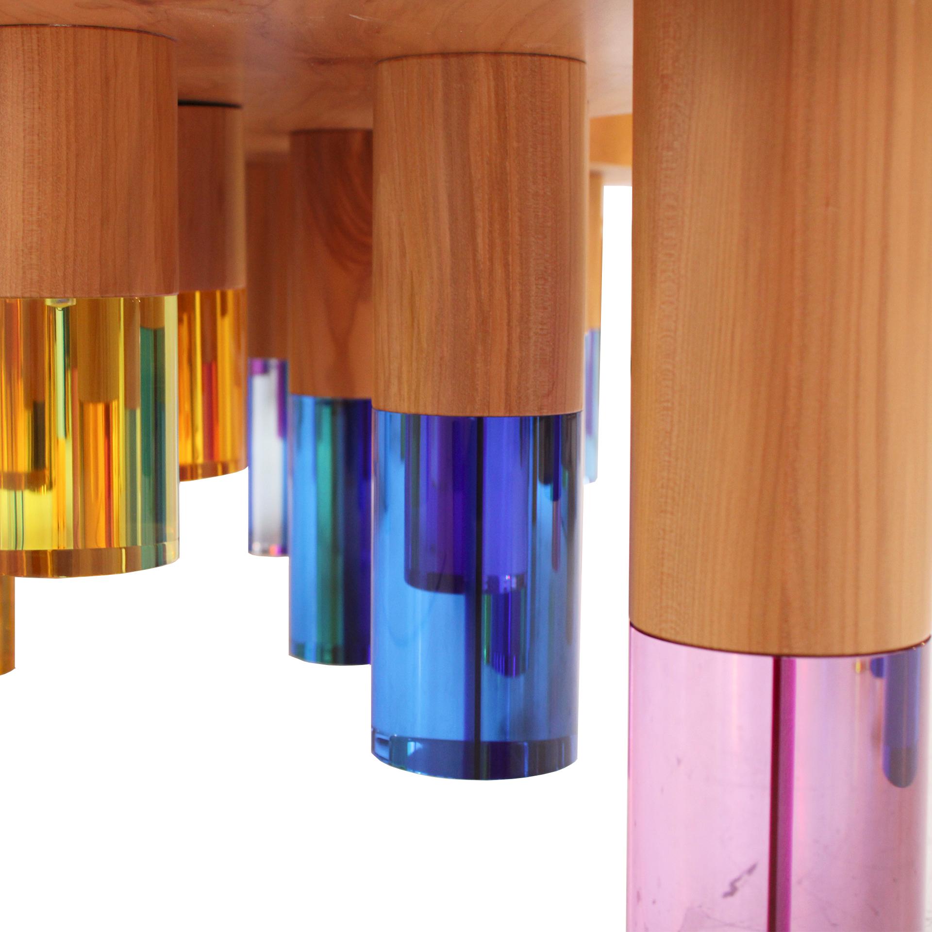 Studio Superego Modern Wood and Multicolour Plexiglass Italian Coffee Table For Sale 3