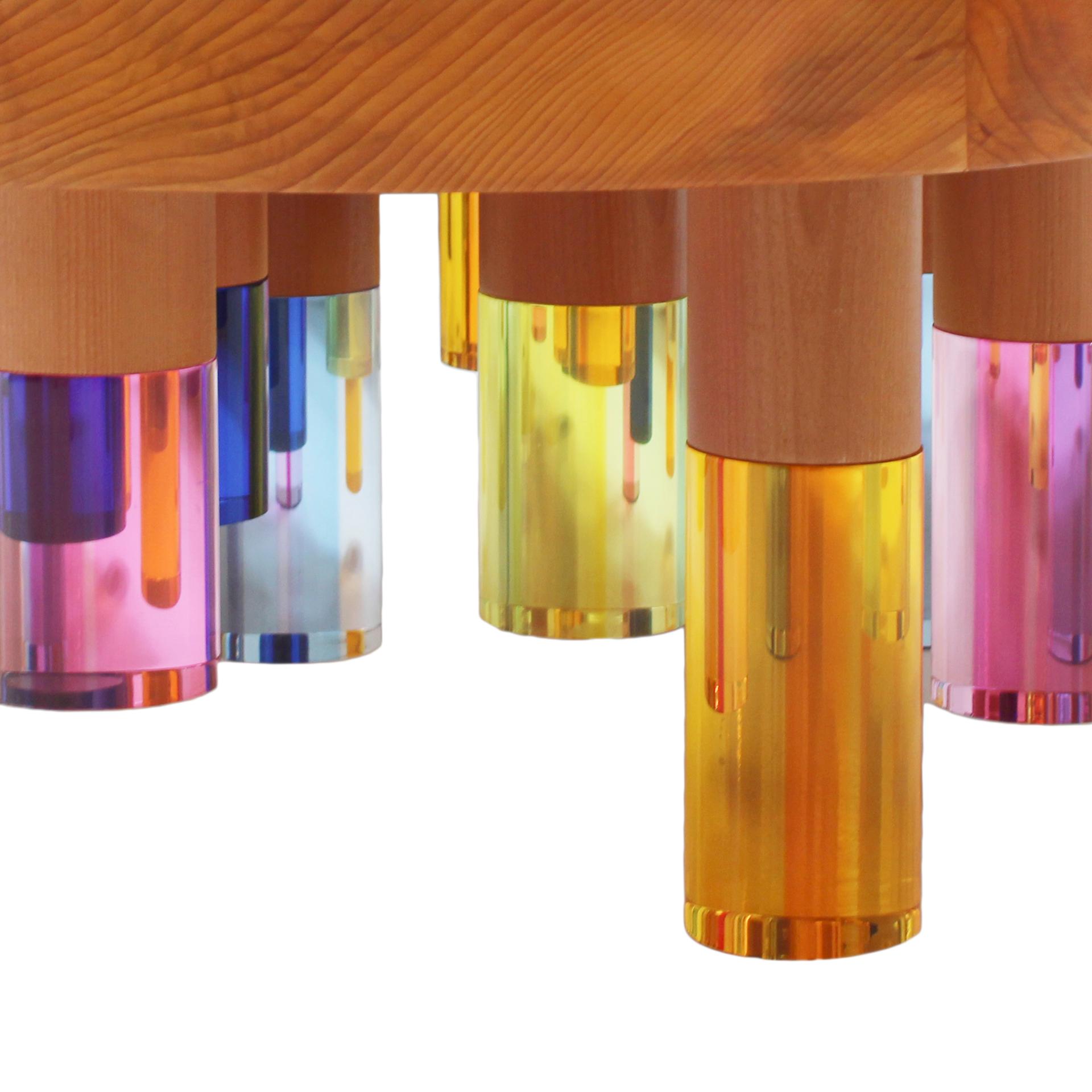 Table basse italienne moderne en bois et plexiglas multicolore Studio Superego en vente 1