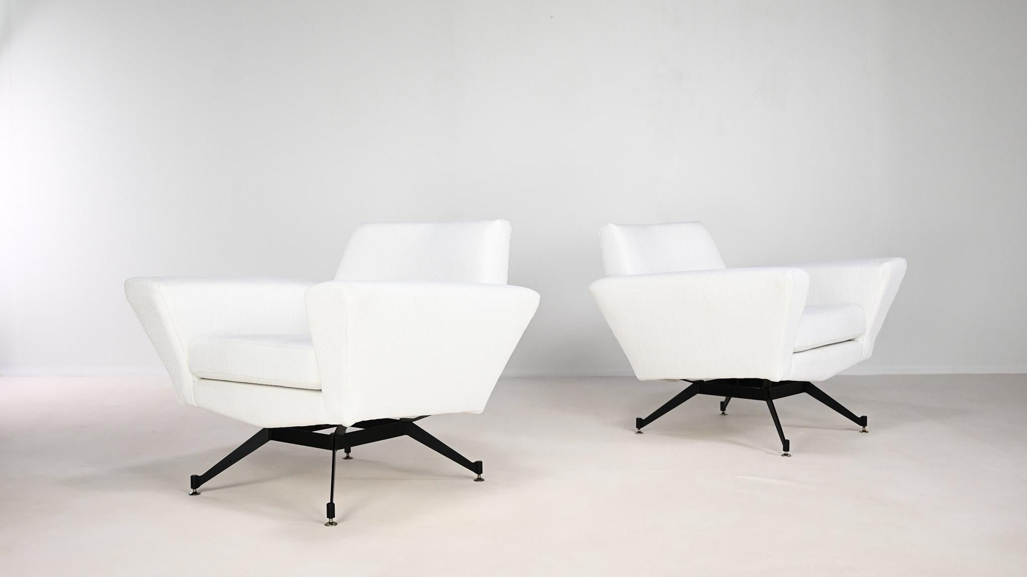 Studio Tecnico A.P.A, coppia di poltrone modello M530 per Lenzi. Italia C.1950 in vendita 9