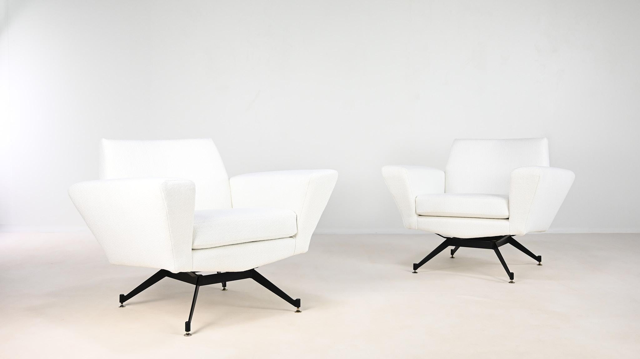 Studio Tecnico A.P.A, coppia di poltrone modello M530 per Lenzi. Italia C.1950

Una coppia di splendide poltrone, modello M530, disegnate dallo Studio Tecnico A.P & A per Lenzi e prodotte in Italia negli anni Cinquanta. Queste poltrone sono