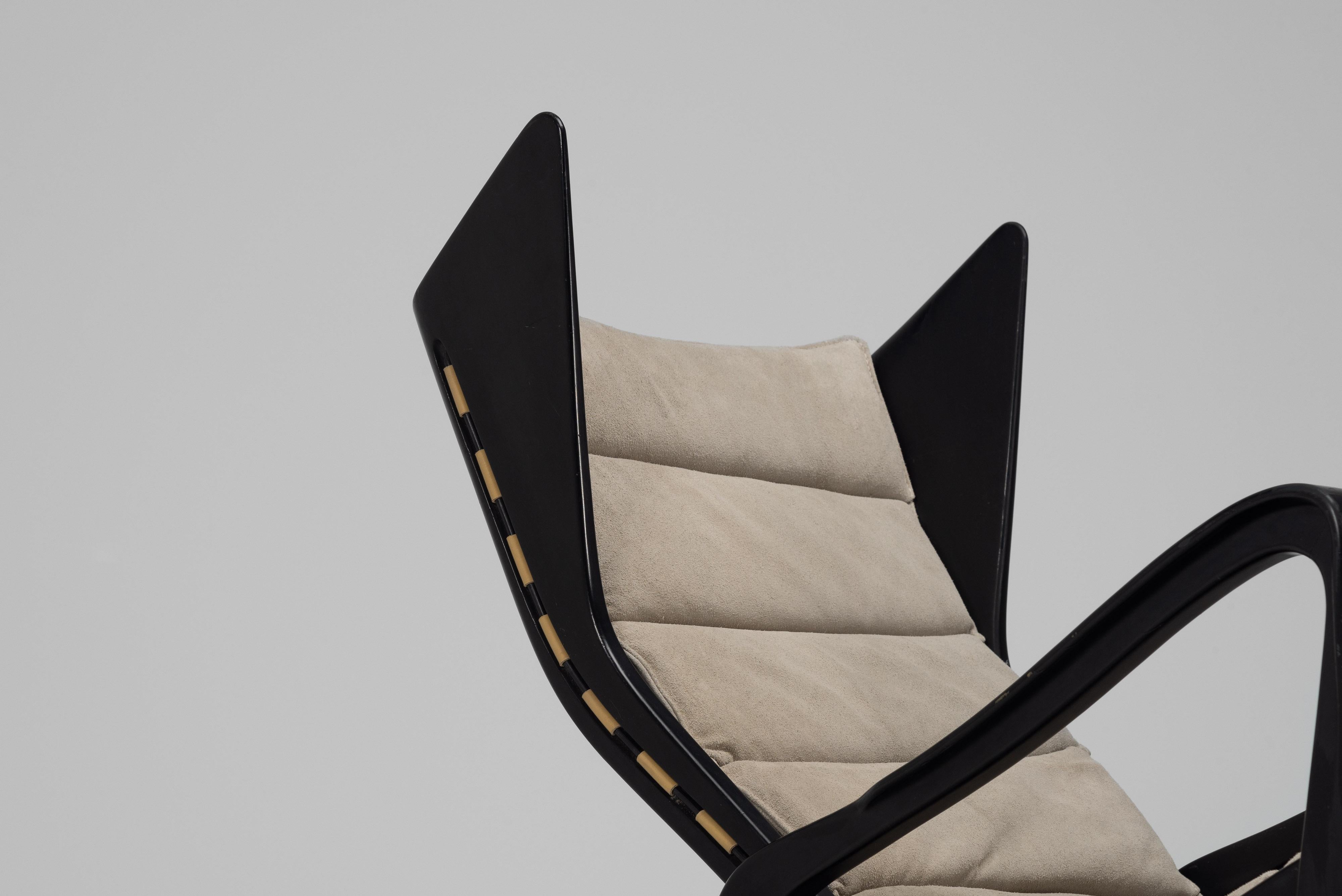 Studio Tecnico Cassina Schaukelstuhl hergestellt in Italien 1955 (Wildleder) im Angebot