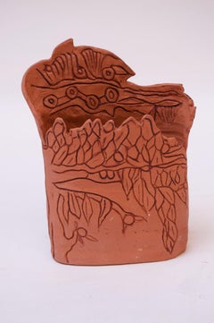 Studio Terracotta "Tree" Vase Signed